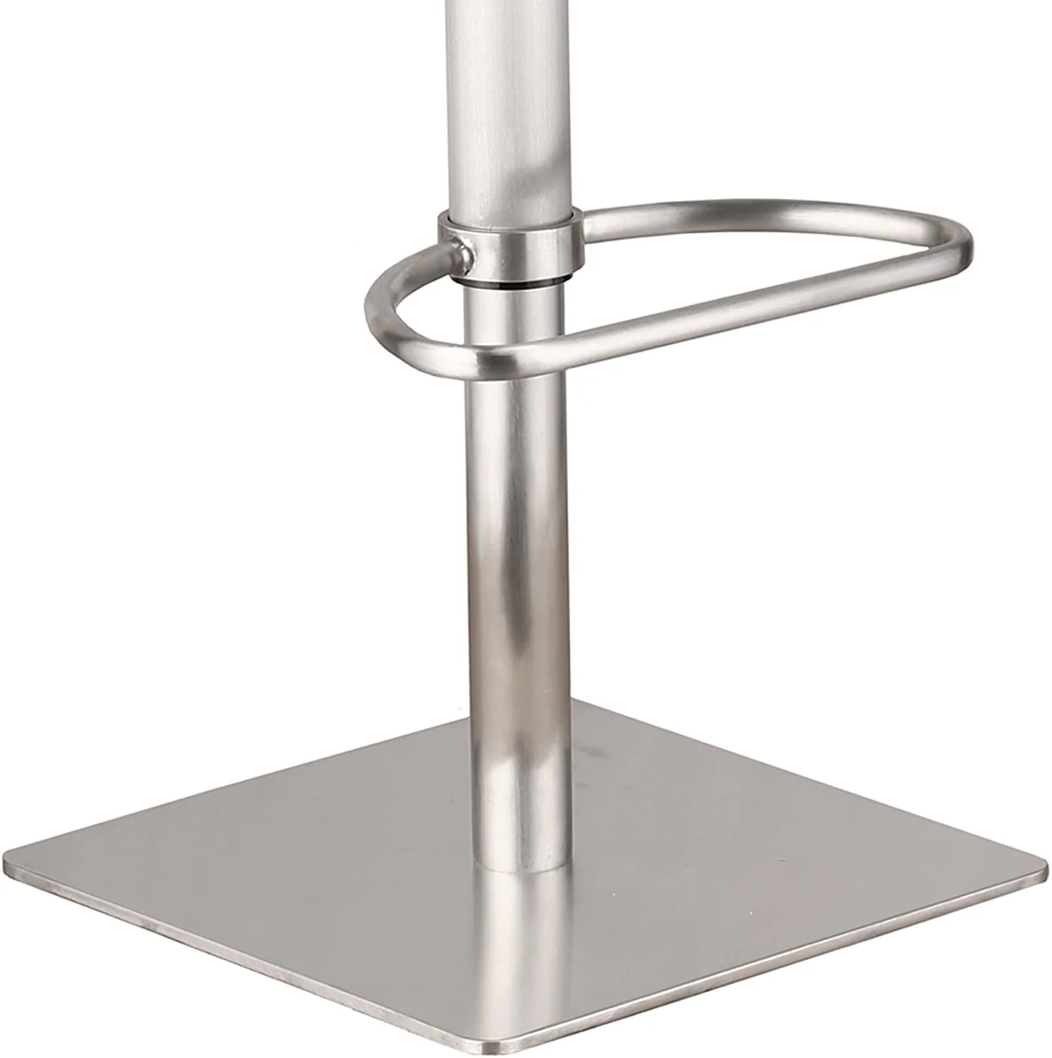 Delmar Adjustable Brushed Stainless Steel Barstool in Gray Faux Leather By Armen Living - Image 4