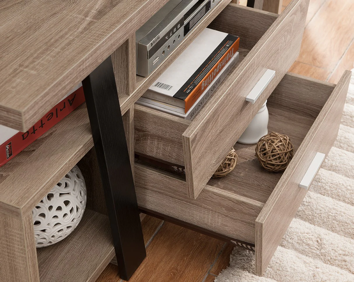 Deluxe Dark Taupe and Black TV Console Cabinet By Homeroots - Image 3