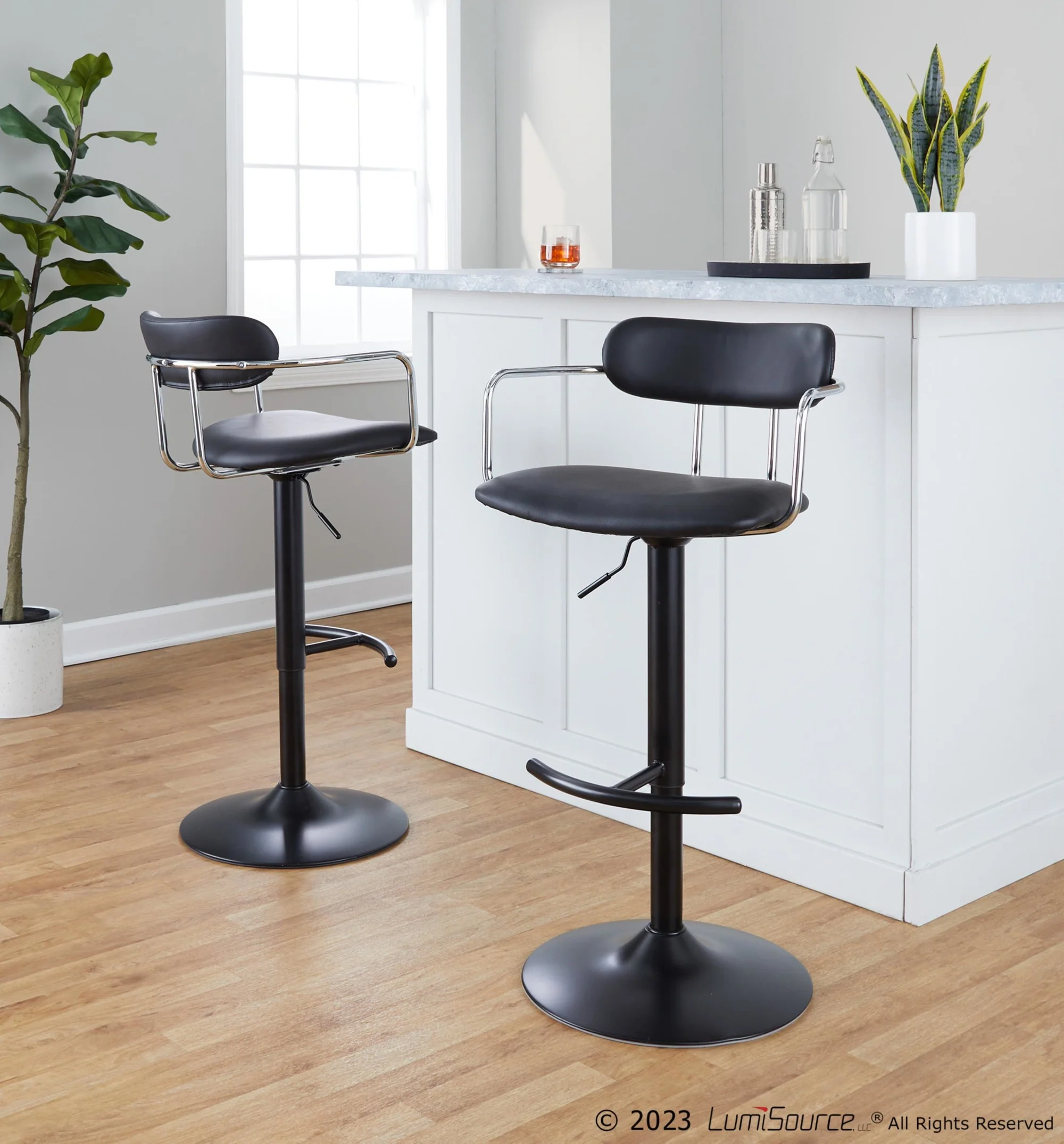 Demi Adjustable Barstool - Set of 2 By LumiSource - BS-DEMIPU-RT2 BKCHRBK2 - Image 3