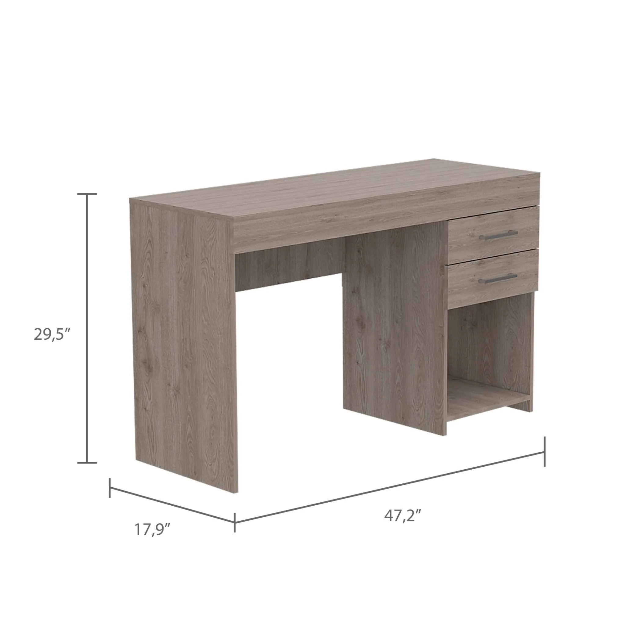 Deon Light Gray Two Drawer Computer Desk By Homeroots - Image 2
