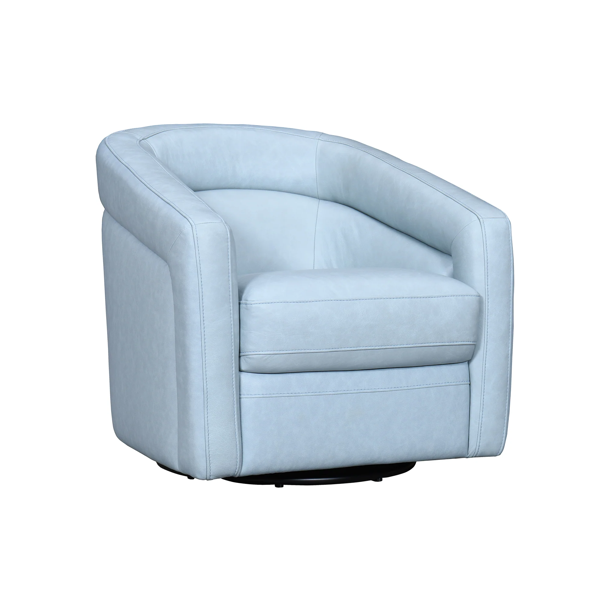 Desi Sky Blue Leather Swivel Accent Chair By Armen Living - Image 2