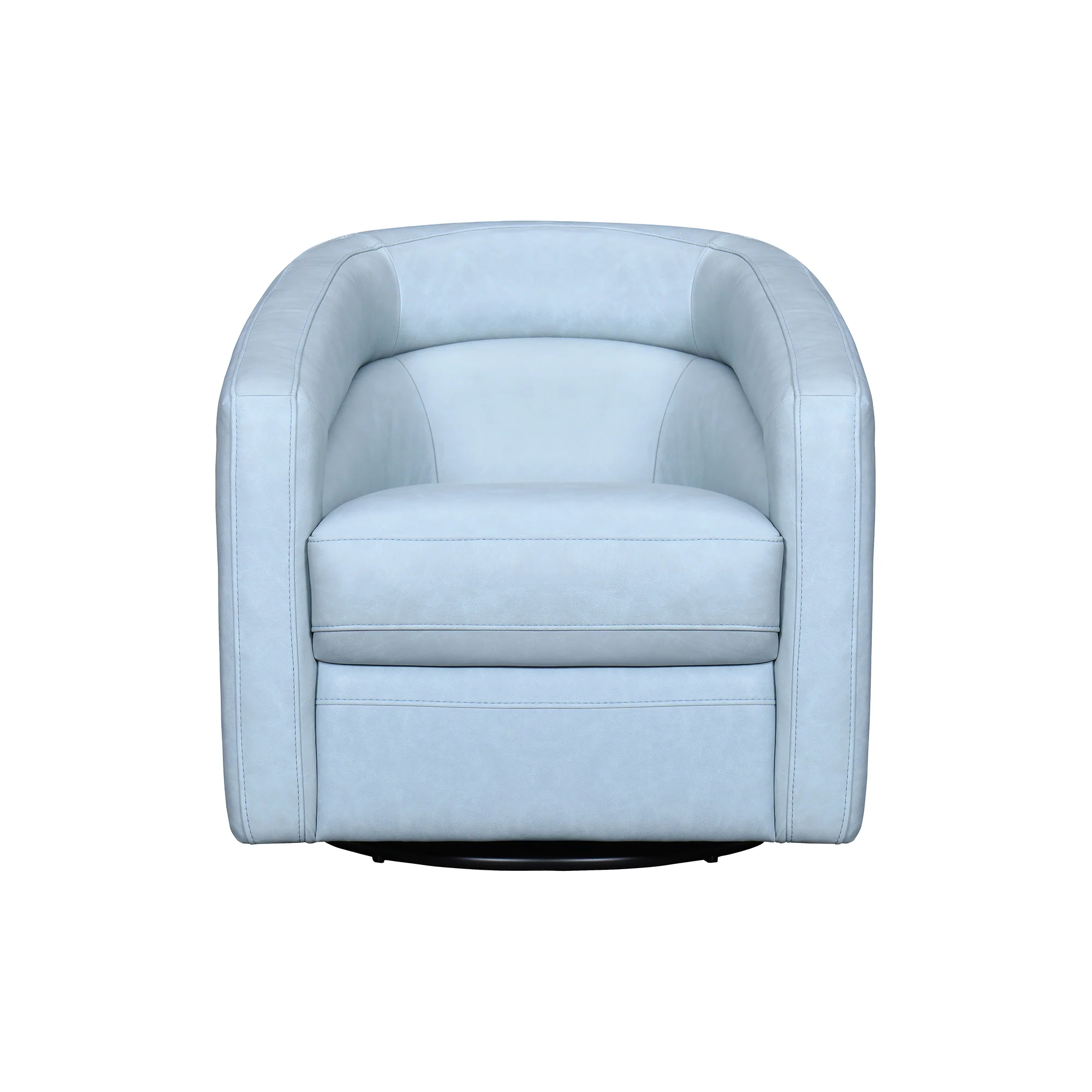 Desi Sky Blue Leather Swivel Accent Chair By Armen Living - Image 3
