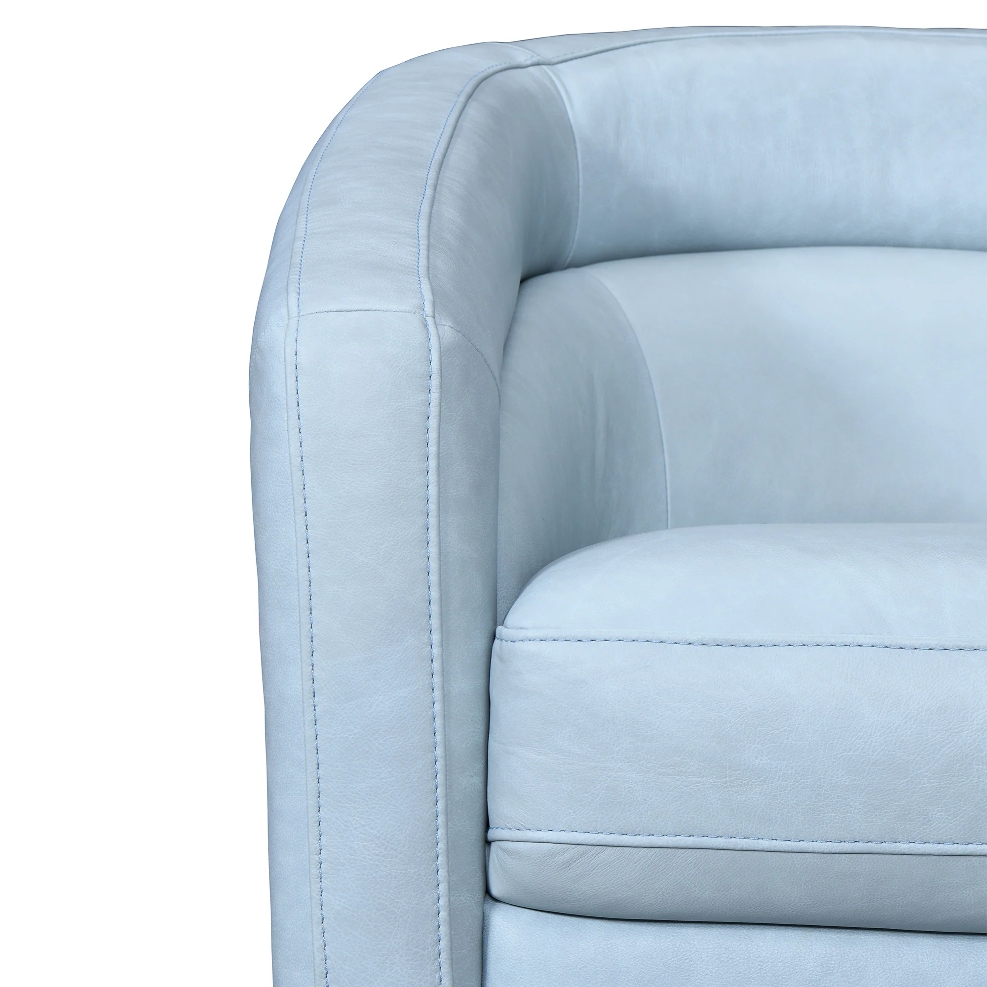 Desi Sky Blue Leather Swivel Accent Chair By Armen Living - Image 5