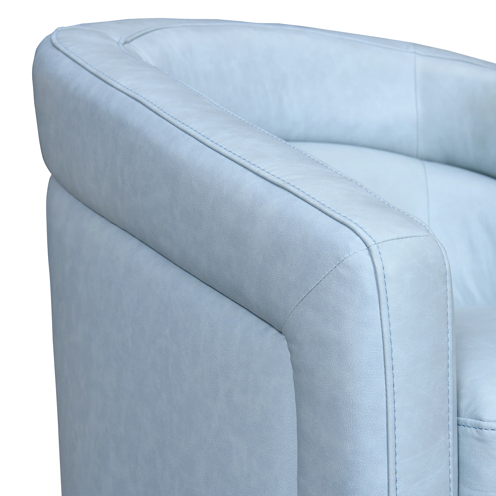Desi Sky Blue Leather Swivel Accent Chair By Armen Living - Image 6