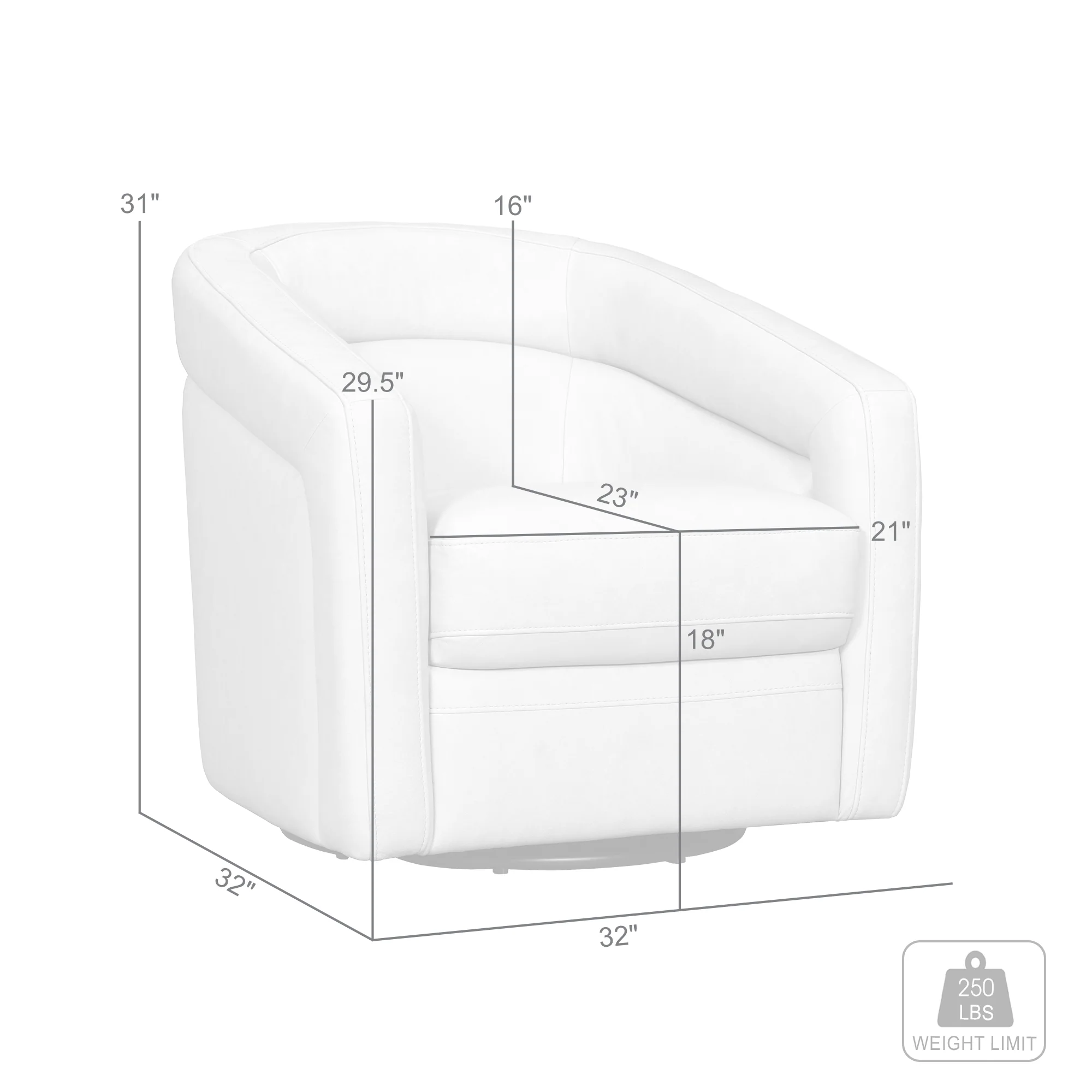 Desi Sky Blue Leather Swivel Accent Chair By Armen Living - Image 8