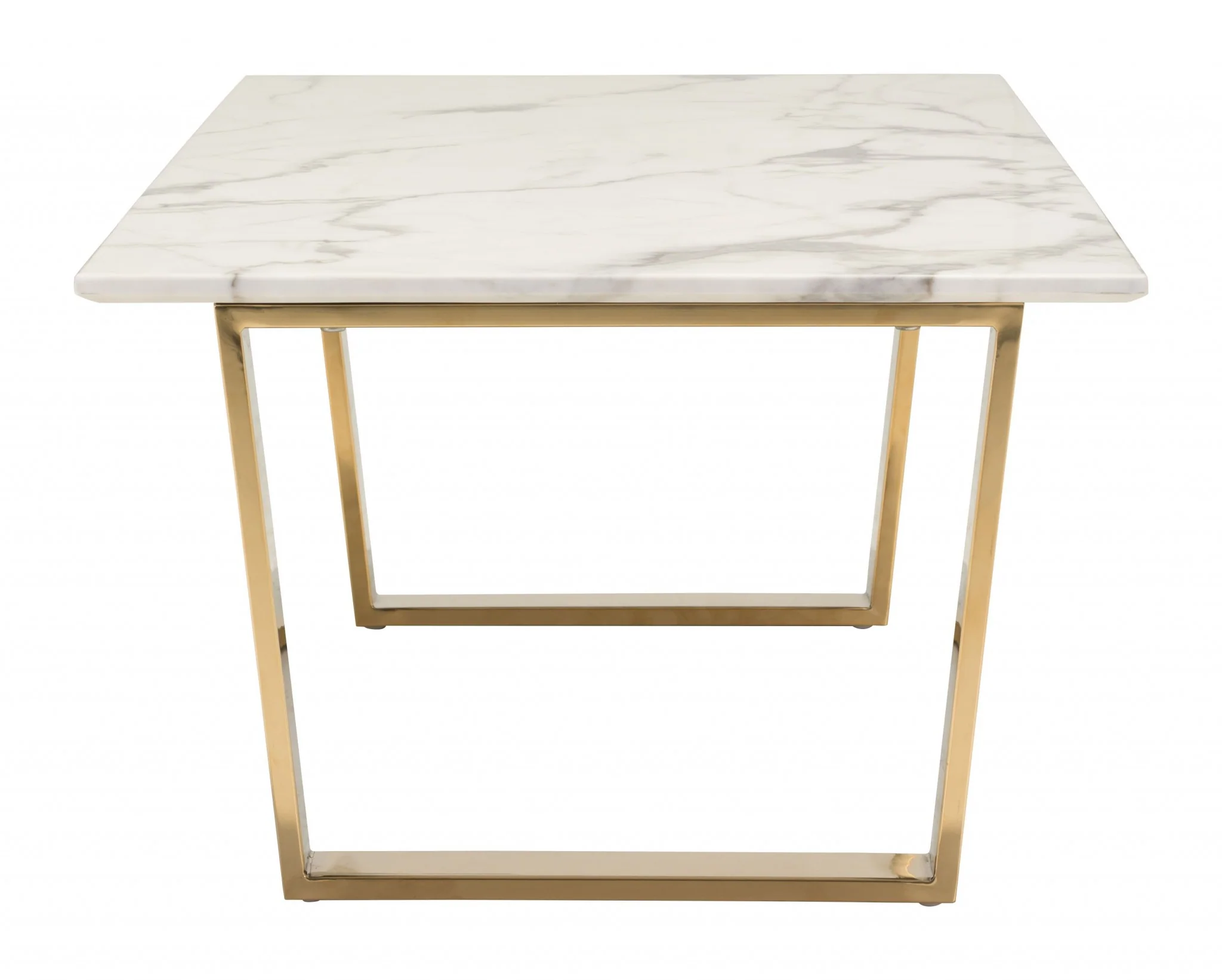 Designer's Choice White Faux Marble and Gold Coffee Table By Homeroots - Image 2