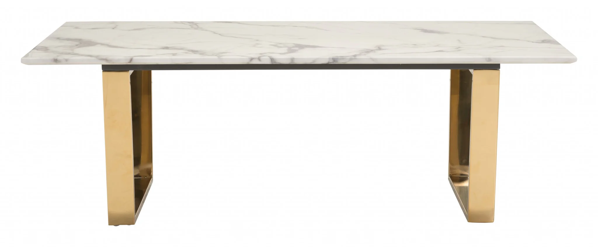 Designer's Choice White Faux Marble and Gold Coffee Table By Homeroots - Image 3