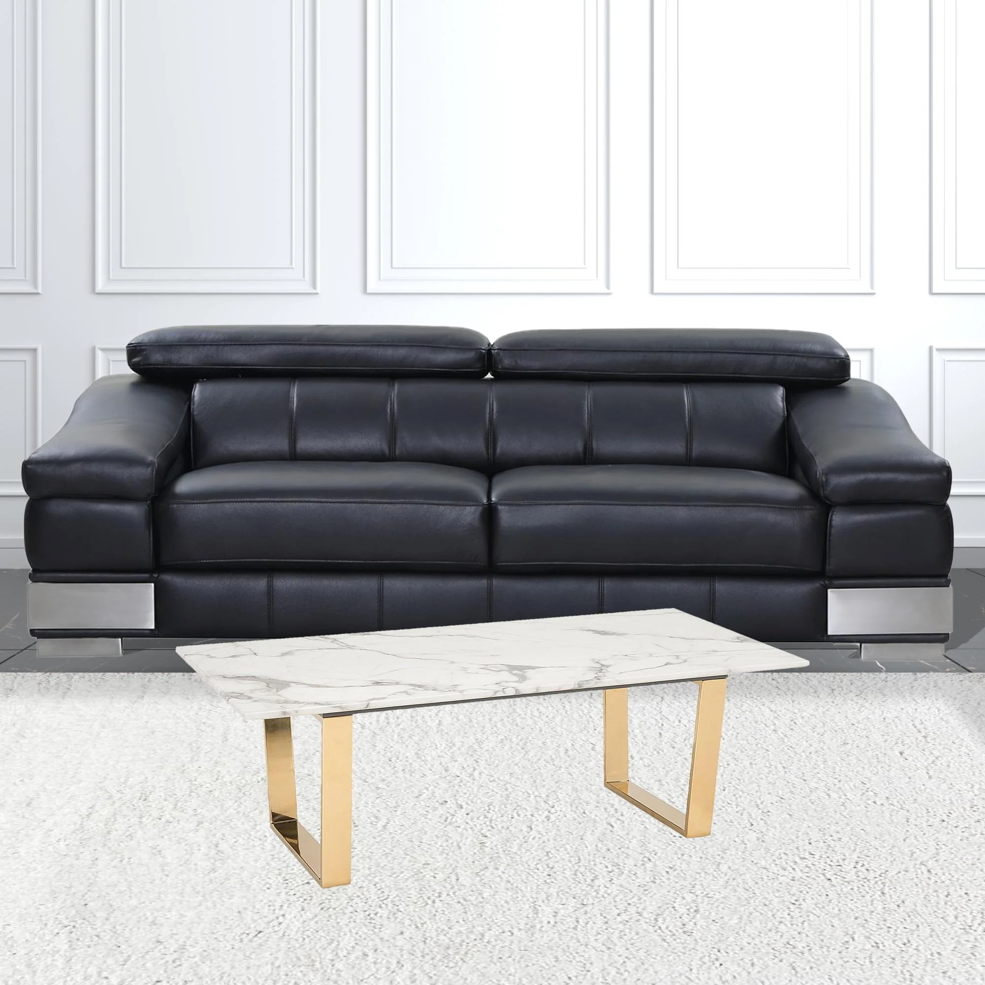 Designer's Choice White Faux Marble and Gold Coffee Table By Homeroots - Image 6