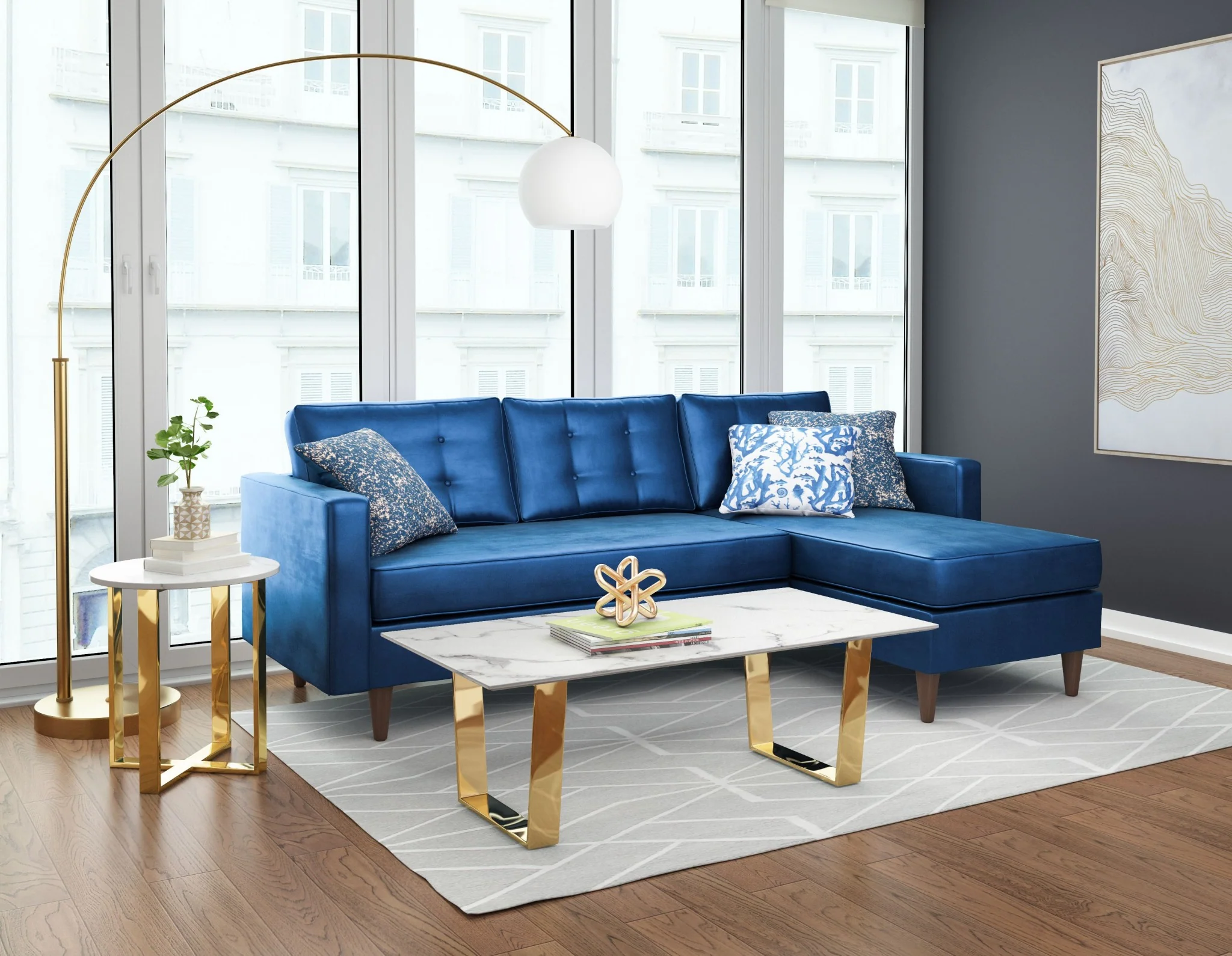 Designer's Choice White Faux Marble and Gold Coffee Table By Homeroots - Image 9