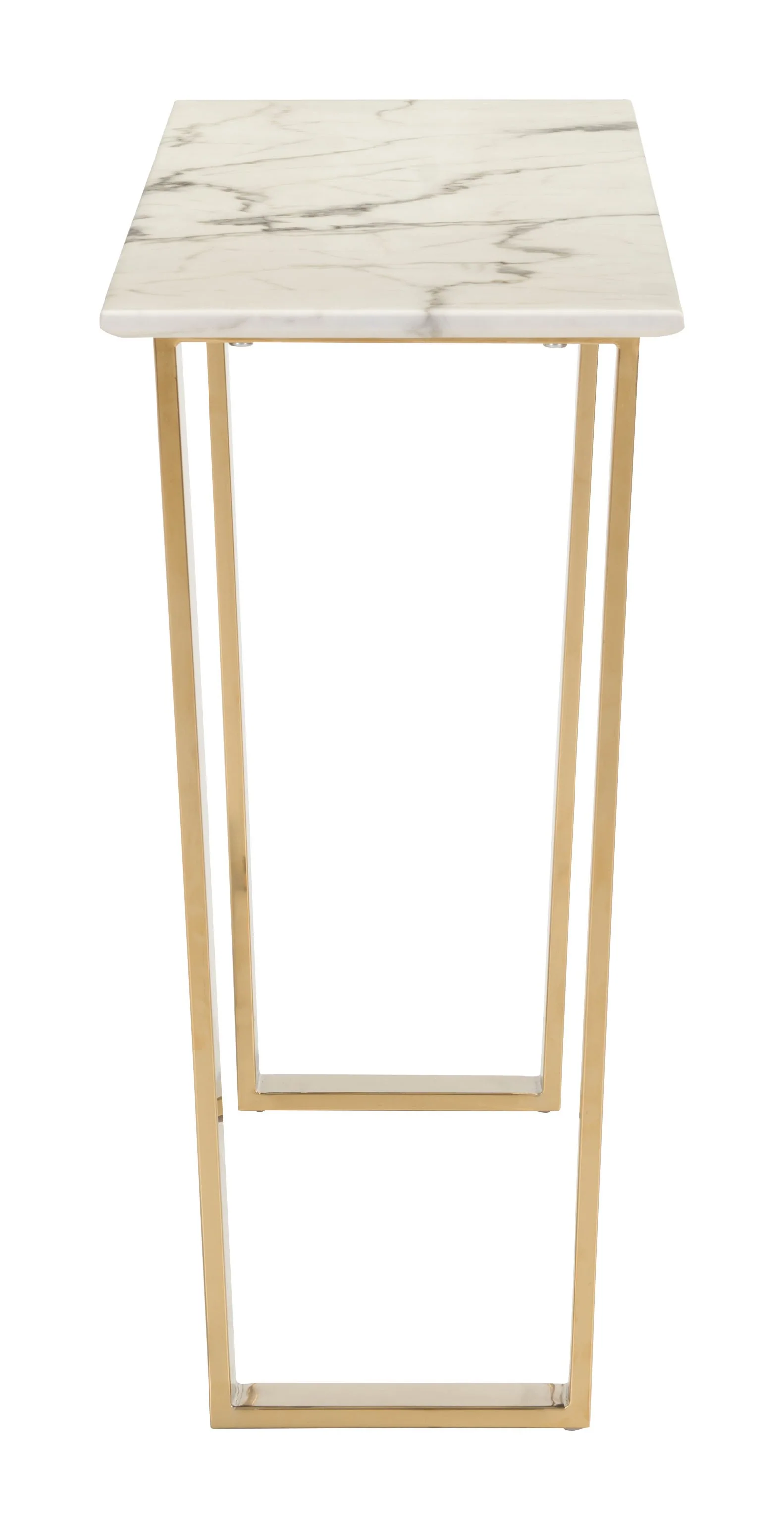 Designer's Choice White Faux Marble and Gold Console Table By Homeroots - Image 2