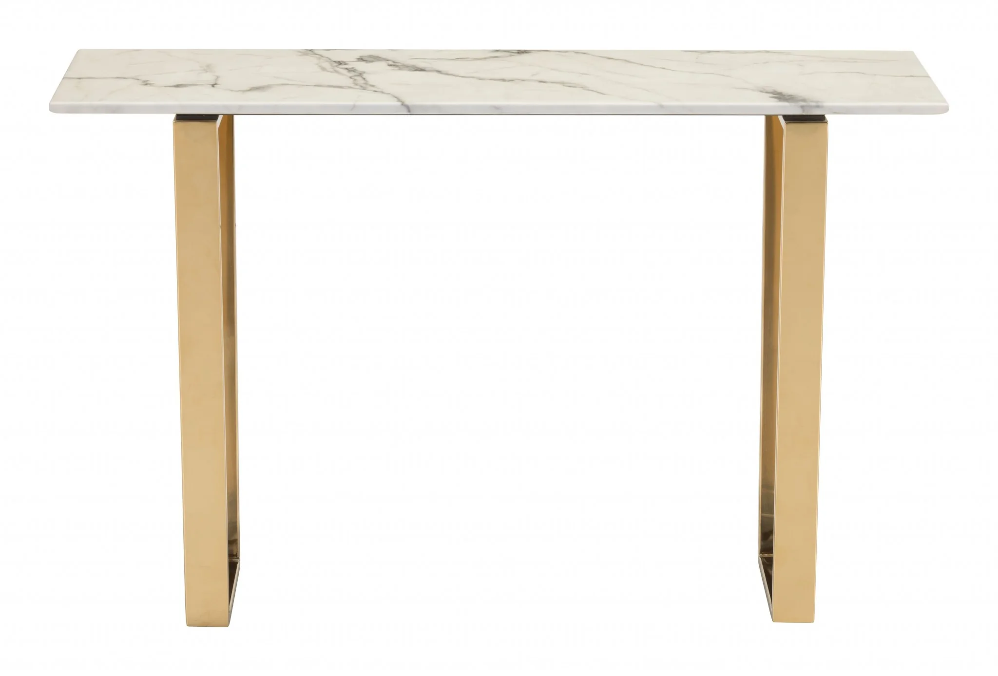 Designer's Choice White Faux Marble and Gold Console Table By Homeroots - Image 3