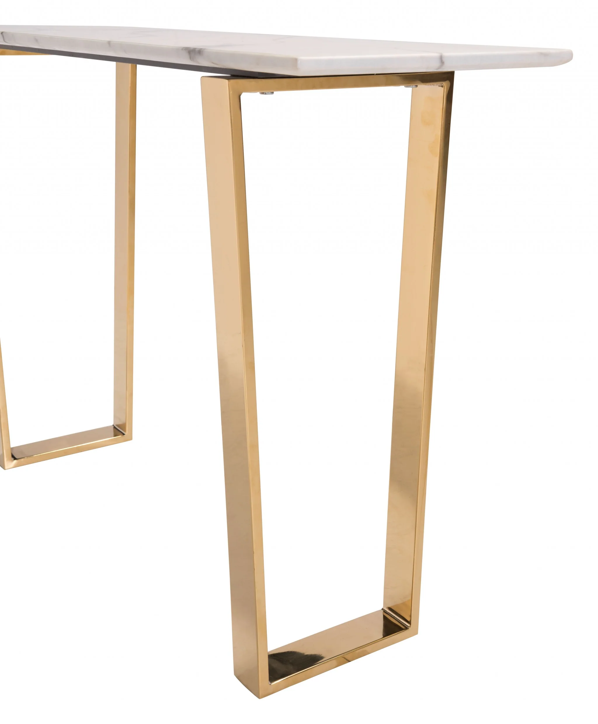 Designer's Choice White Faux Marble and Gold Console Table By Homeroots - Image 4