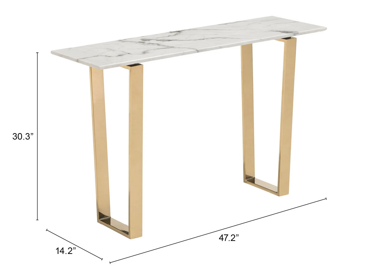 Designer's Choice White Faux Marble and Gold Console Table By Homeroots - Image 6