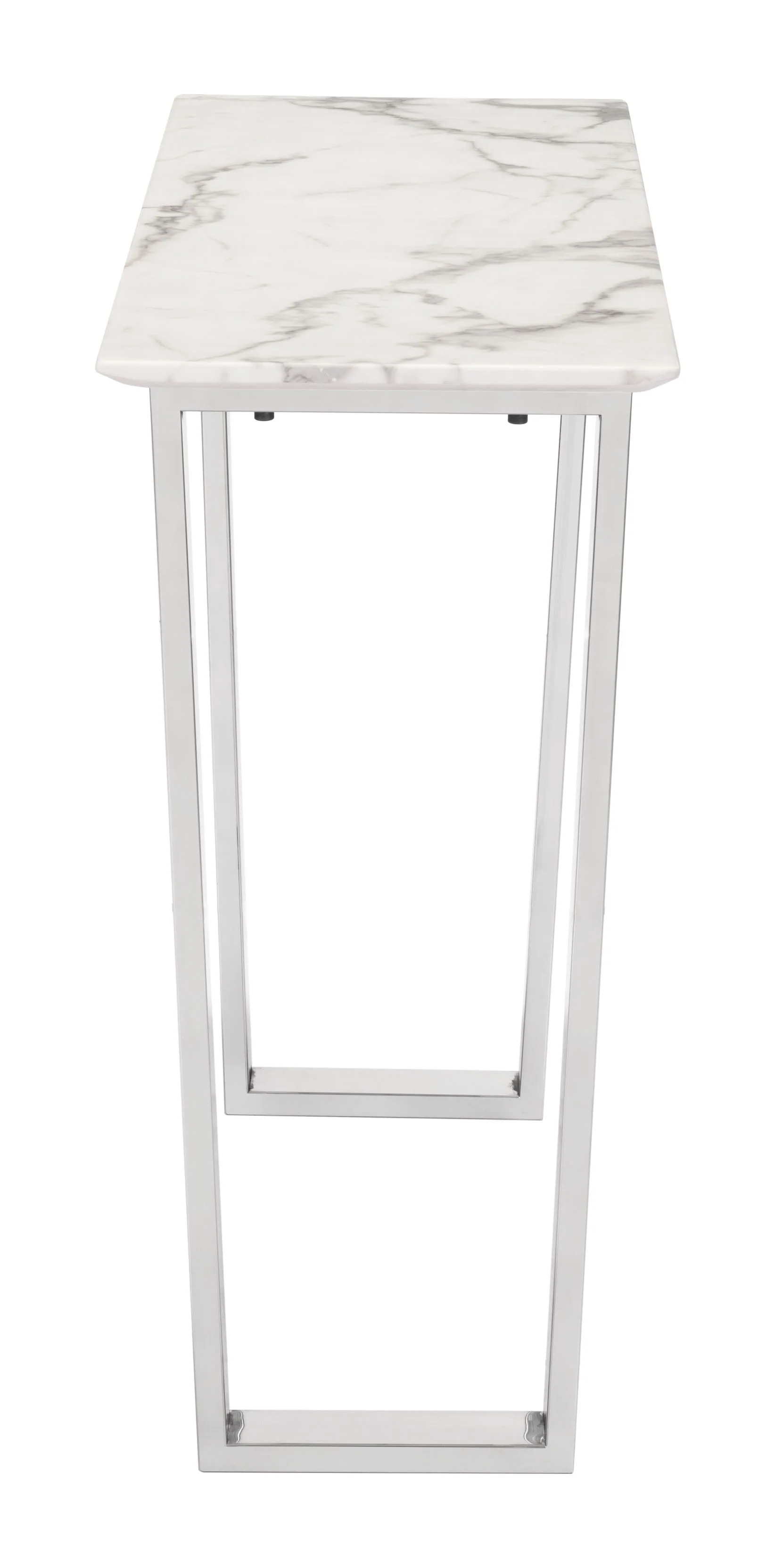 Designer's Choice White Faux Marble and Steel Console Table By Homeroots - Image 2
