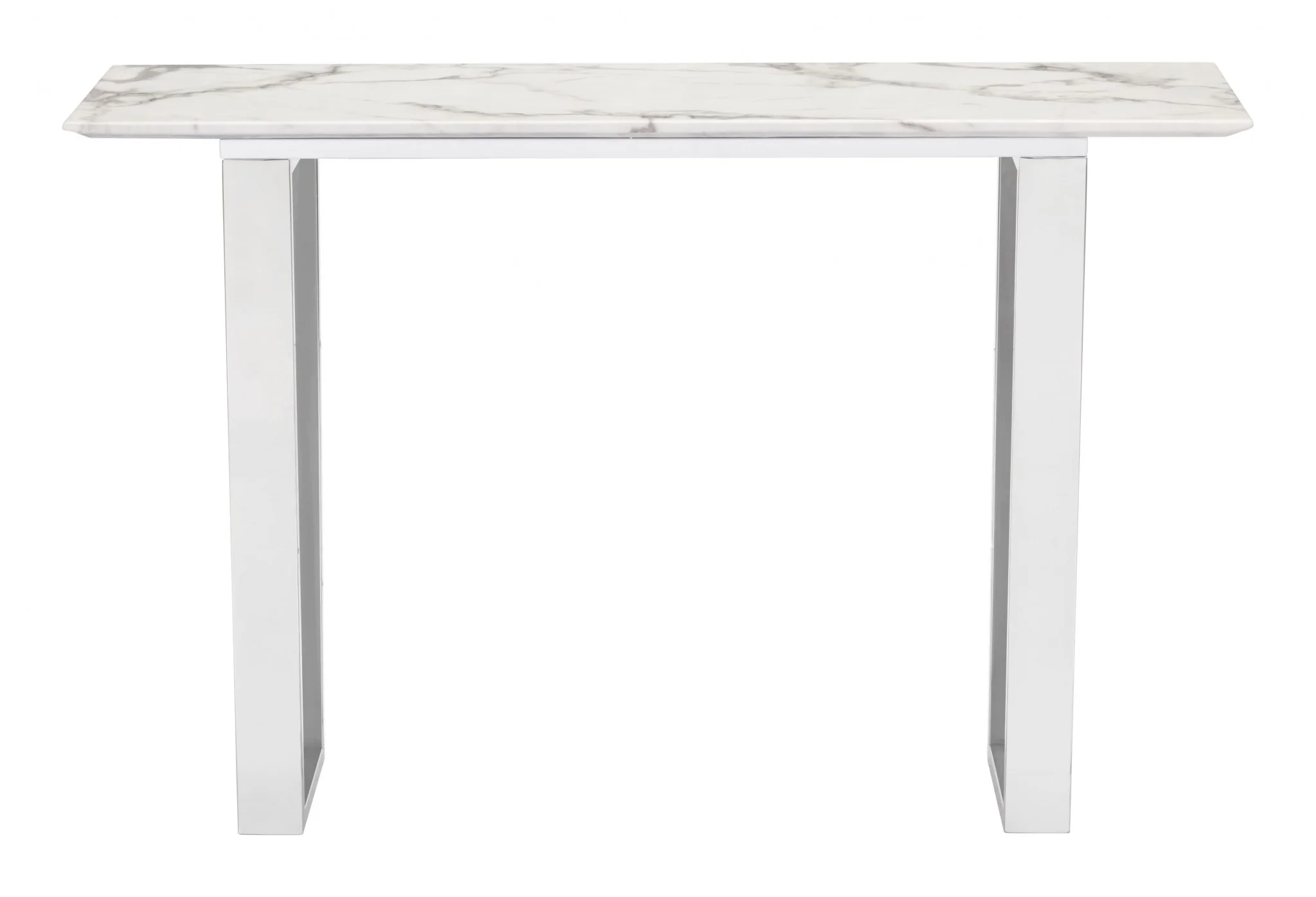 Designer's Choice White Faux Marble and Steel Console Table By Homeroots - Image 3