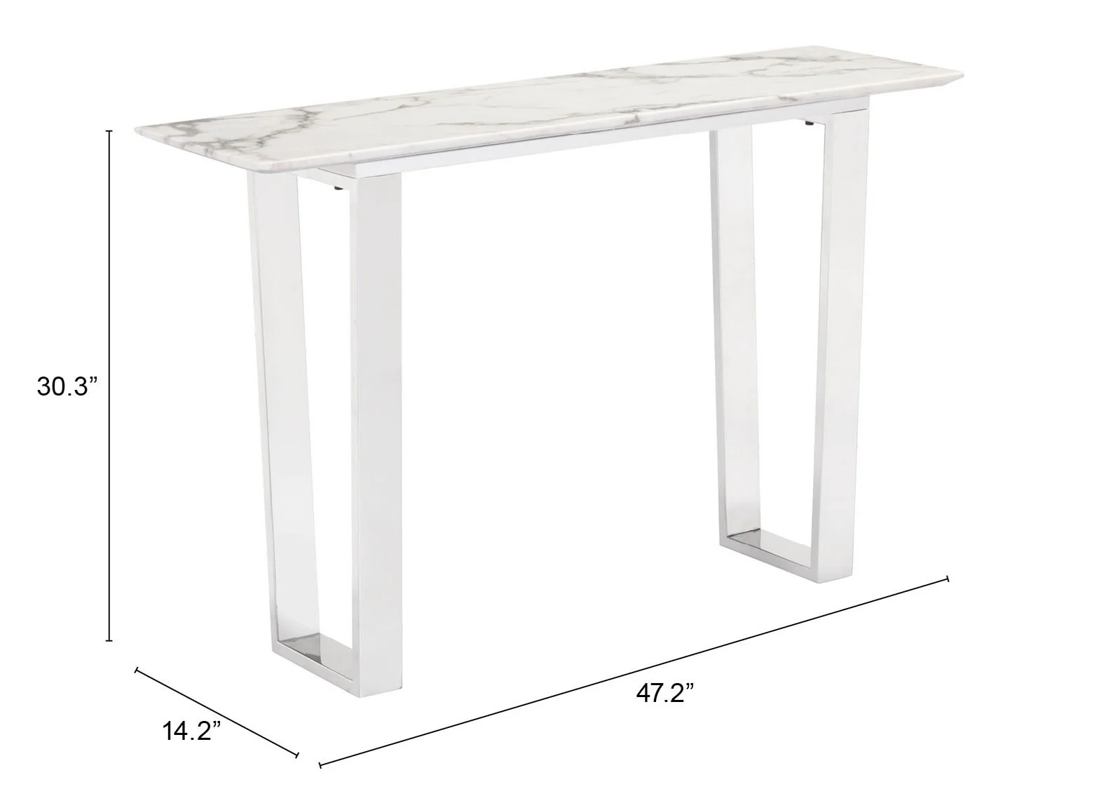 Designer's Choice White Faux Marble and Steel Console Table By Homeroots - Image 5