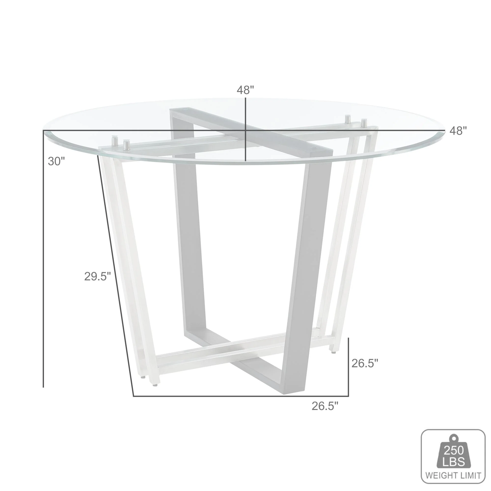 Devi 48" Round Dining Table in Gold Stainless Steel and Black Iron Base with Glass Tabletop  By Armen Living - Image 9