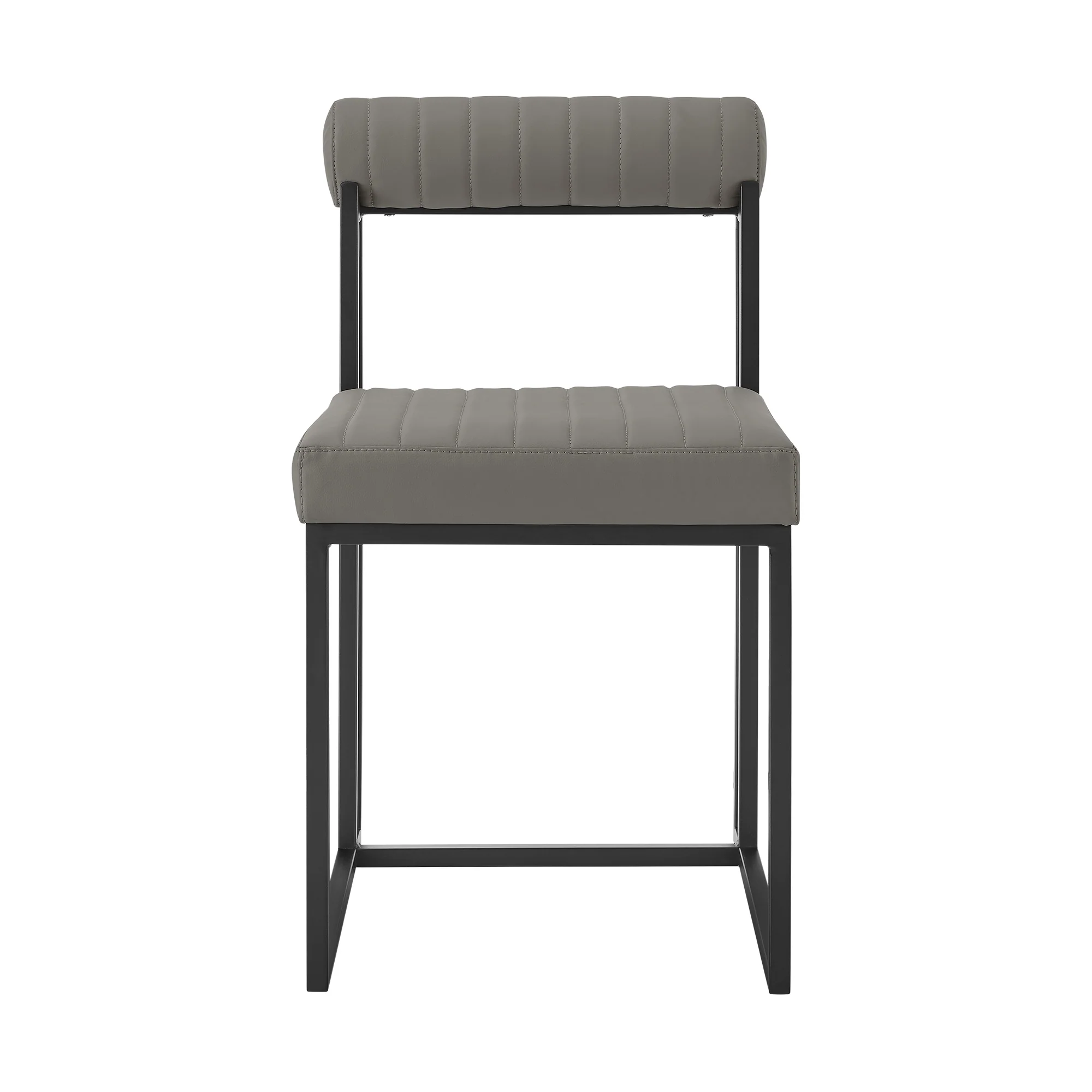 Devi Anastasia 5 Piece Round Glass Dining Table Set with Matte Black Iron and Anchor Gray Fabric By Armen Living - Image 24