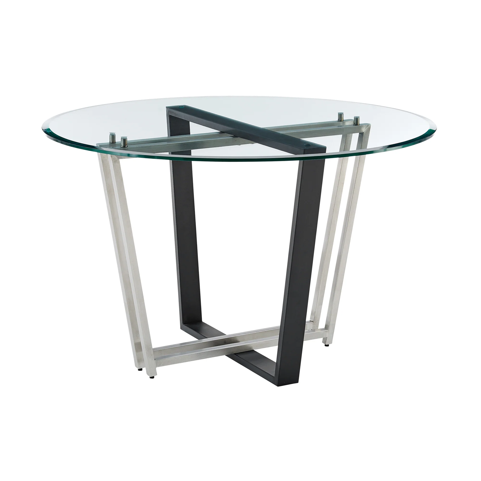 Devi Anastasia 5 Piece Round Glass Dining Table Set with Matte Black Iron and Anchor Gray Fabric By Armen Living - Image 45