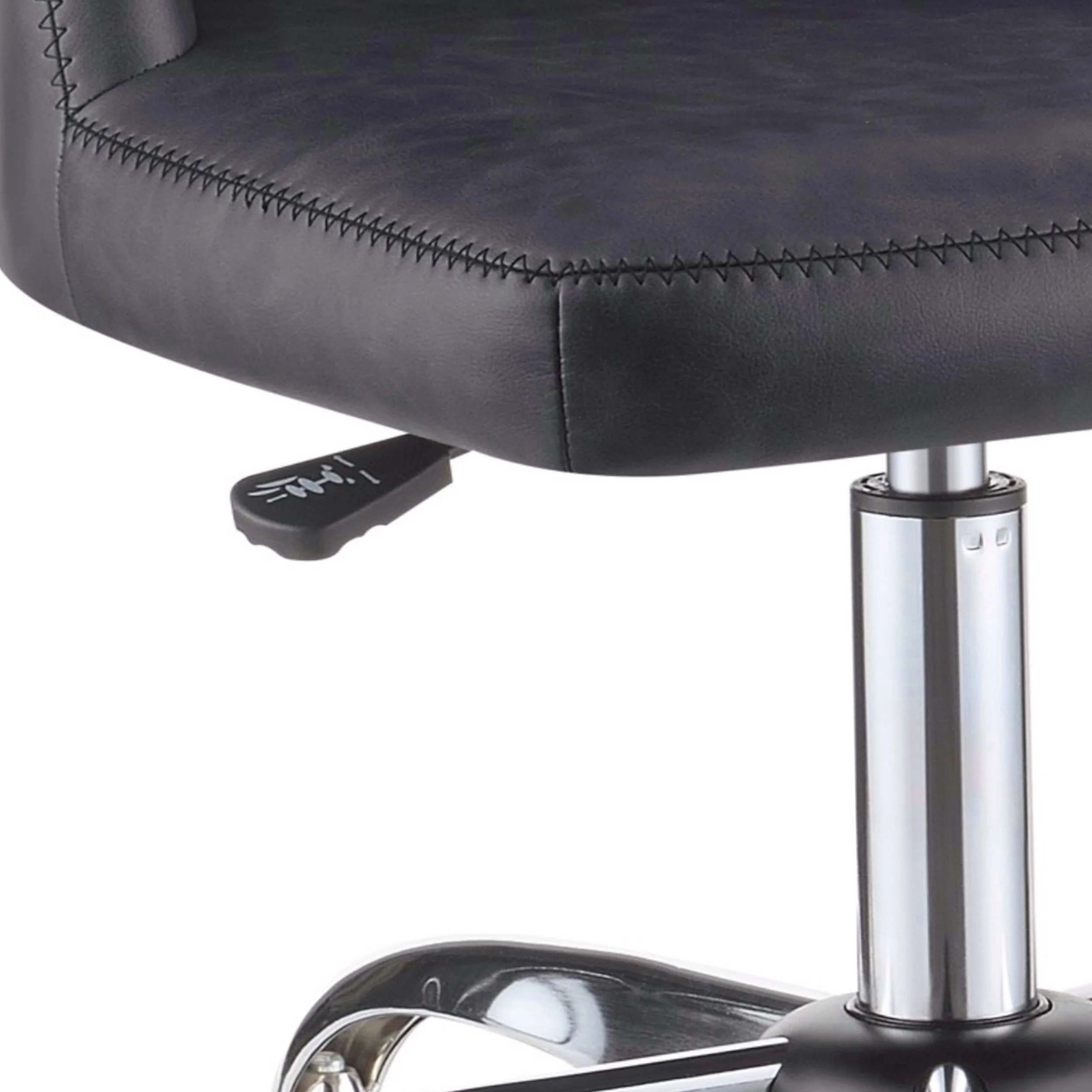 Diamond Pattern Stitched Leatherette Office Chair With Star Base Gray By Benzara - Image 2