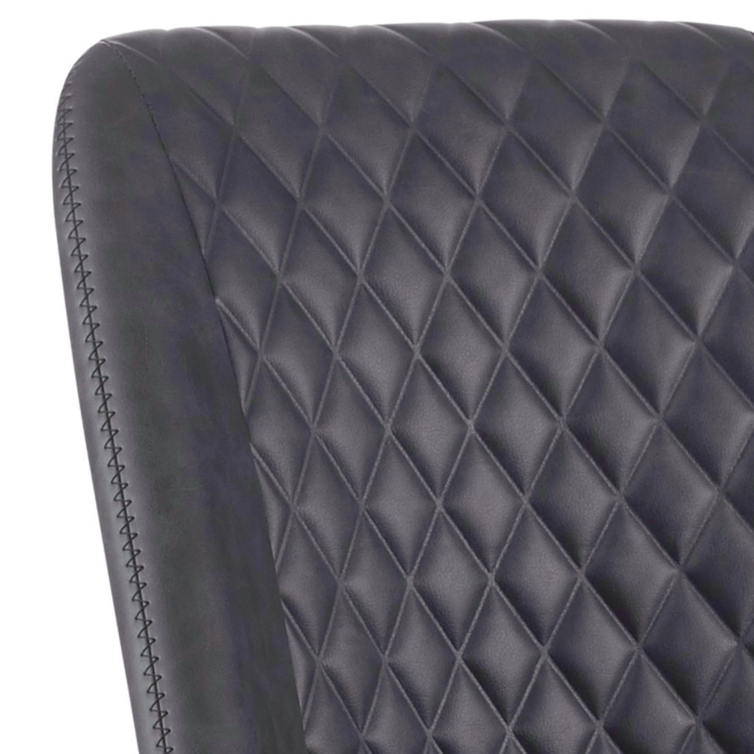 Diamond Pattern Stitched Leatherette Office Chair With Star Base Gray By Benzara - Image 4