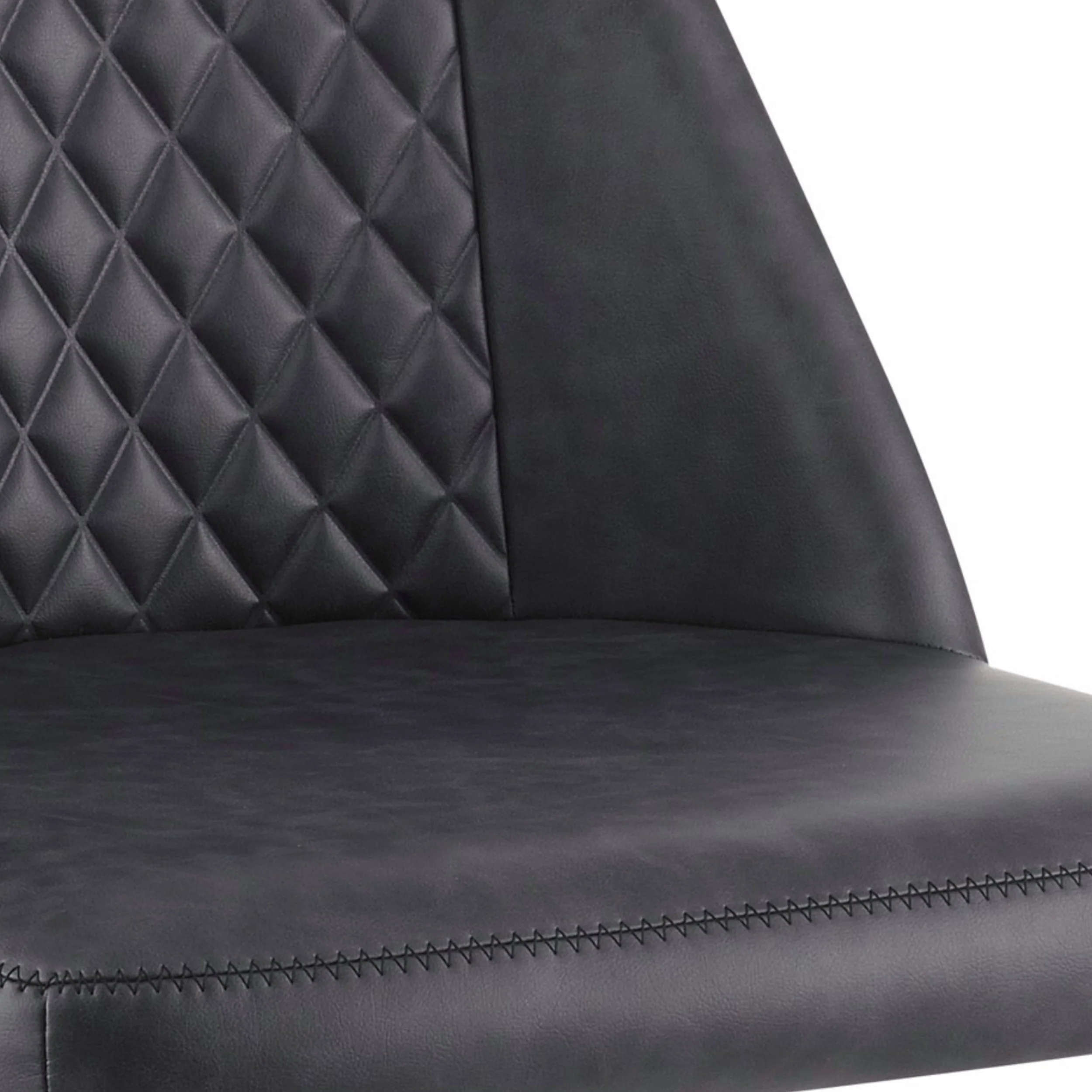 Diamond Pattern Stitched Leatherette Office Chair With Star Base Gray By Benzara - Image 5