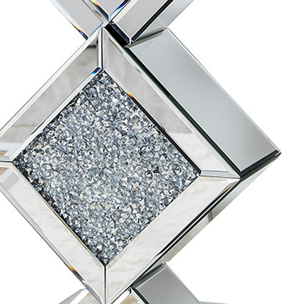 Diamond Silver Mirrored Side Table By Homeroots - Image 4