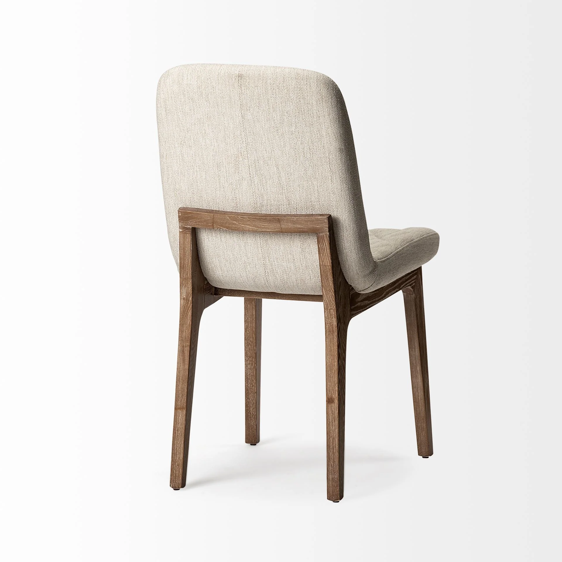 Diamond Tuffed Cream Fabric Wrap With Brown Wood Base Dining Chair By Homeroots - Image 5