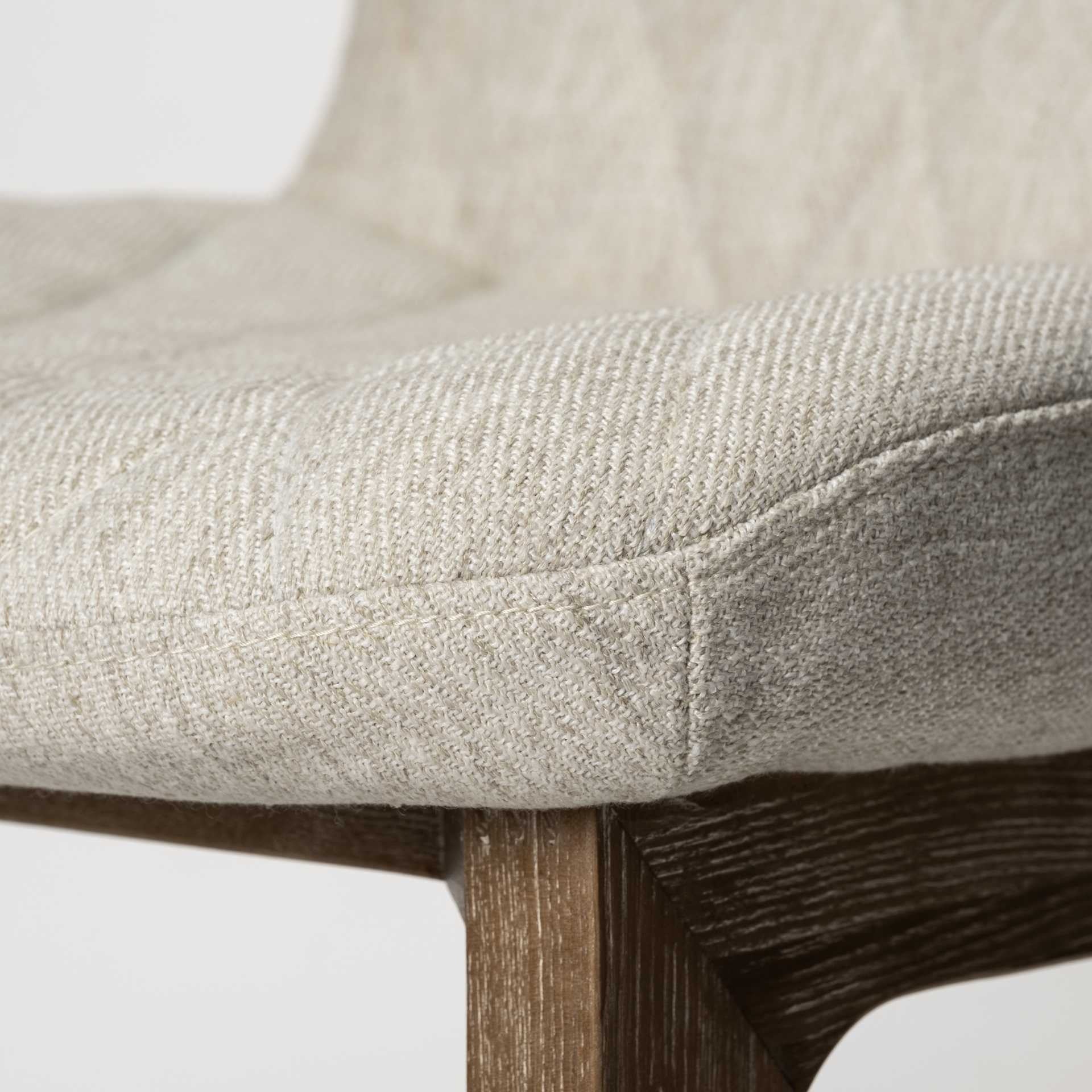 Diamond Tuffed Cream Fabric Wrap With Brown Wood Base Dining Chair By Homeroots - Image 6