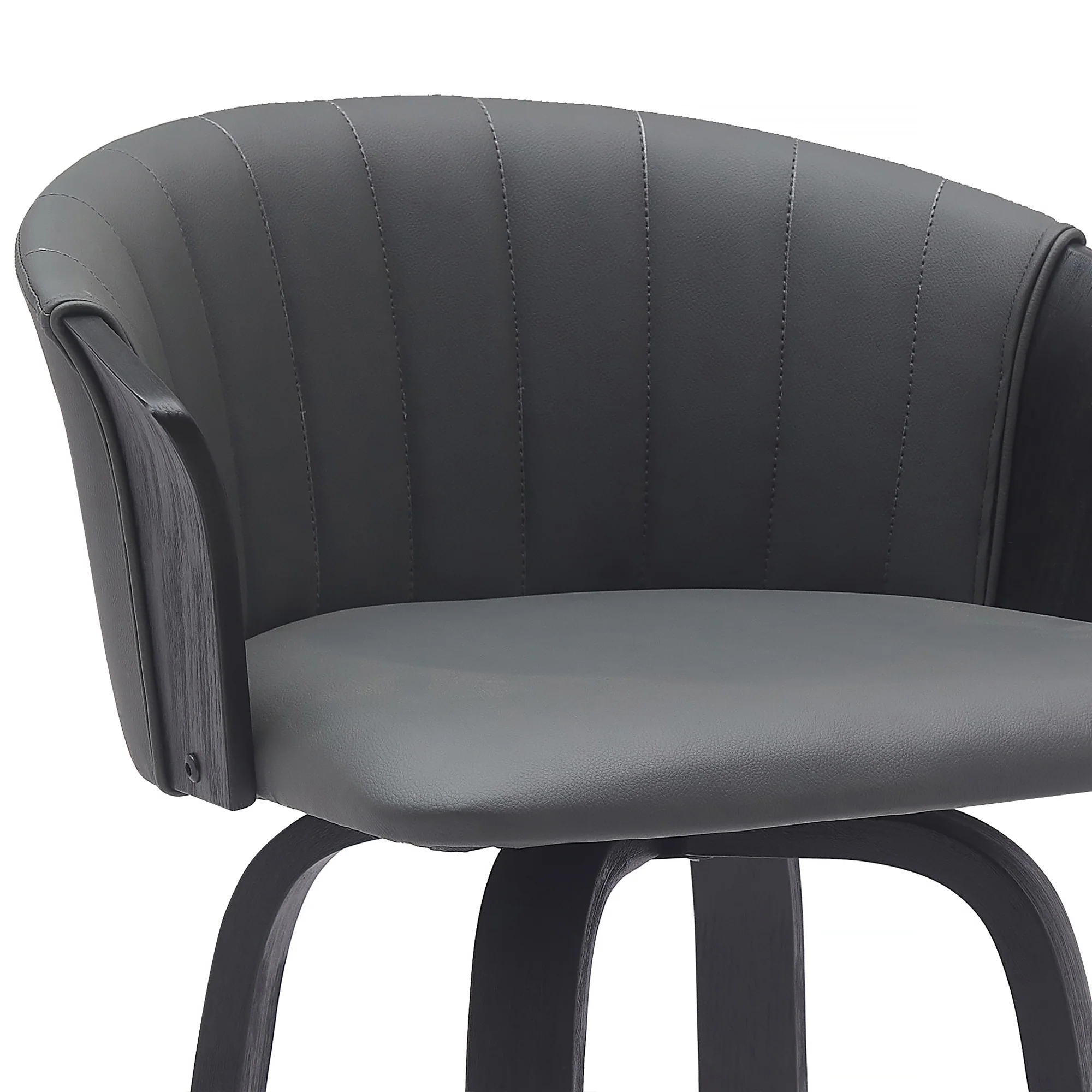 Diana 26" Swivel Black Wood Counter Stool in Gray Faux Leather By Armen Living - Image 8