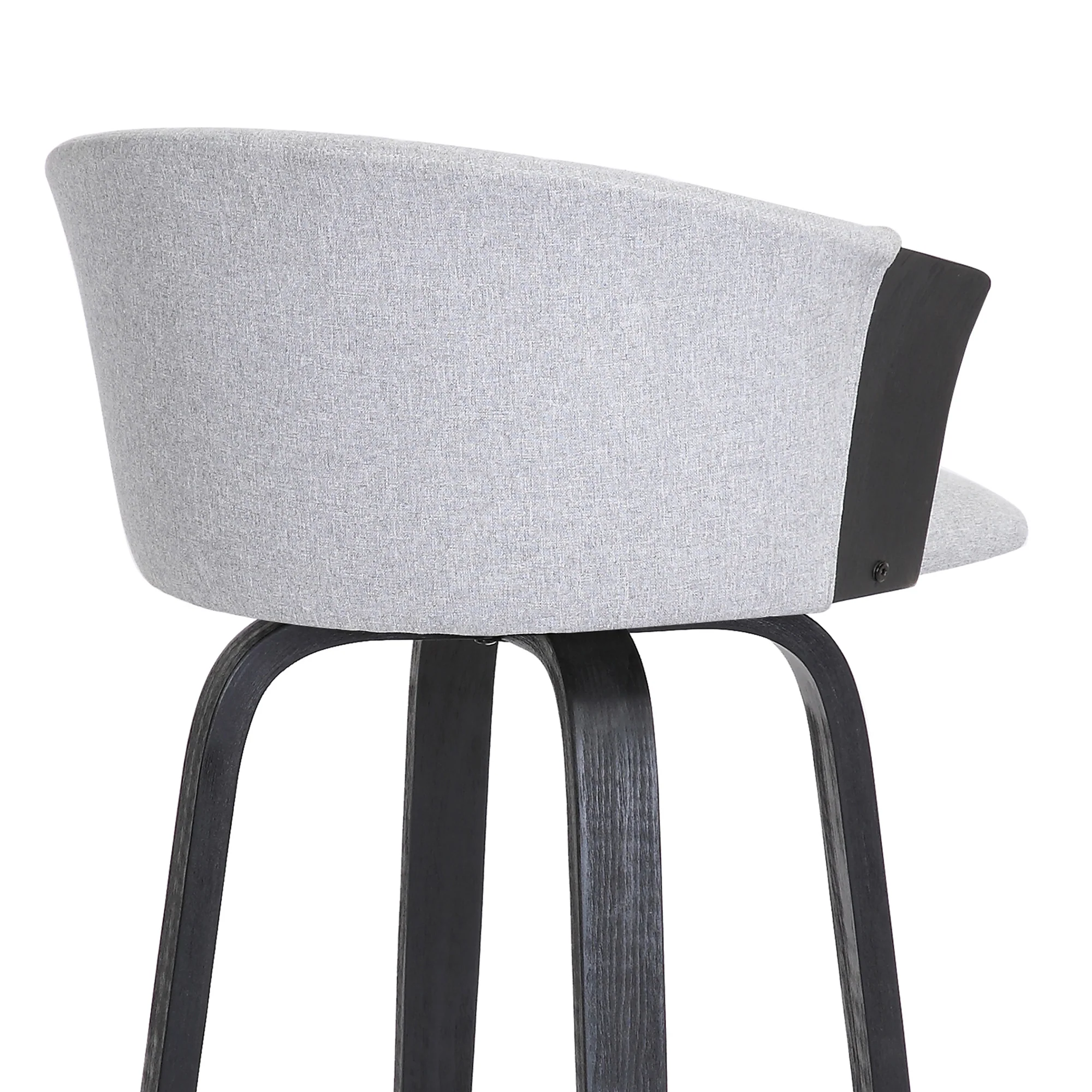 Diana 26" Swivel Black Wood Counter Stool in Light Grey Fabric By Armen Living - Image 10