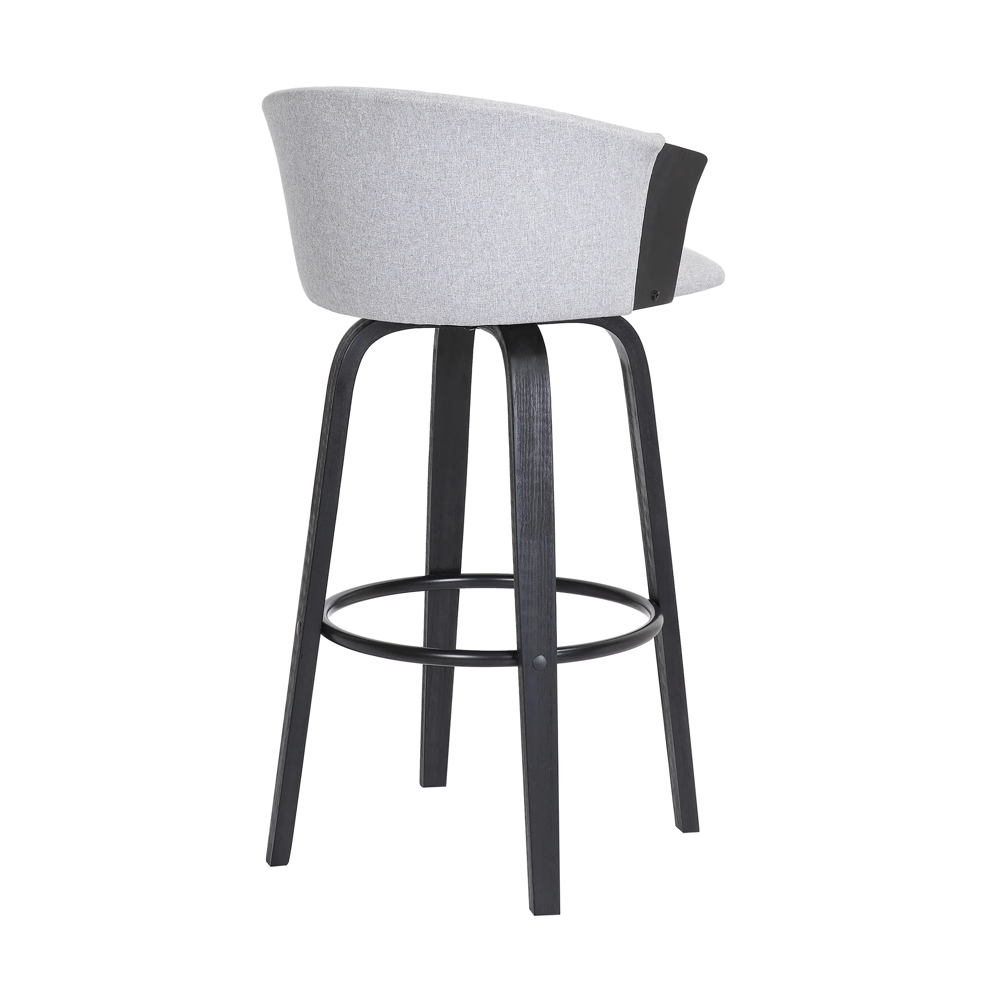 Diana 26" Swivel Black Wood Counter Stool in Light Grey Fabric By Armen Living - Image 5