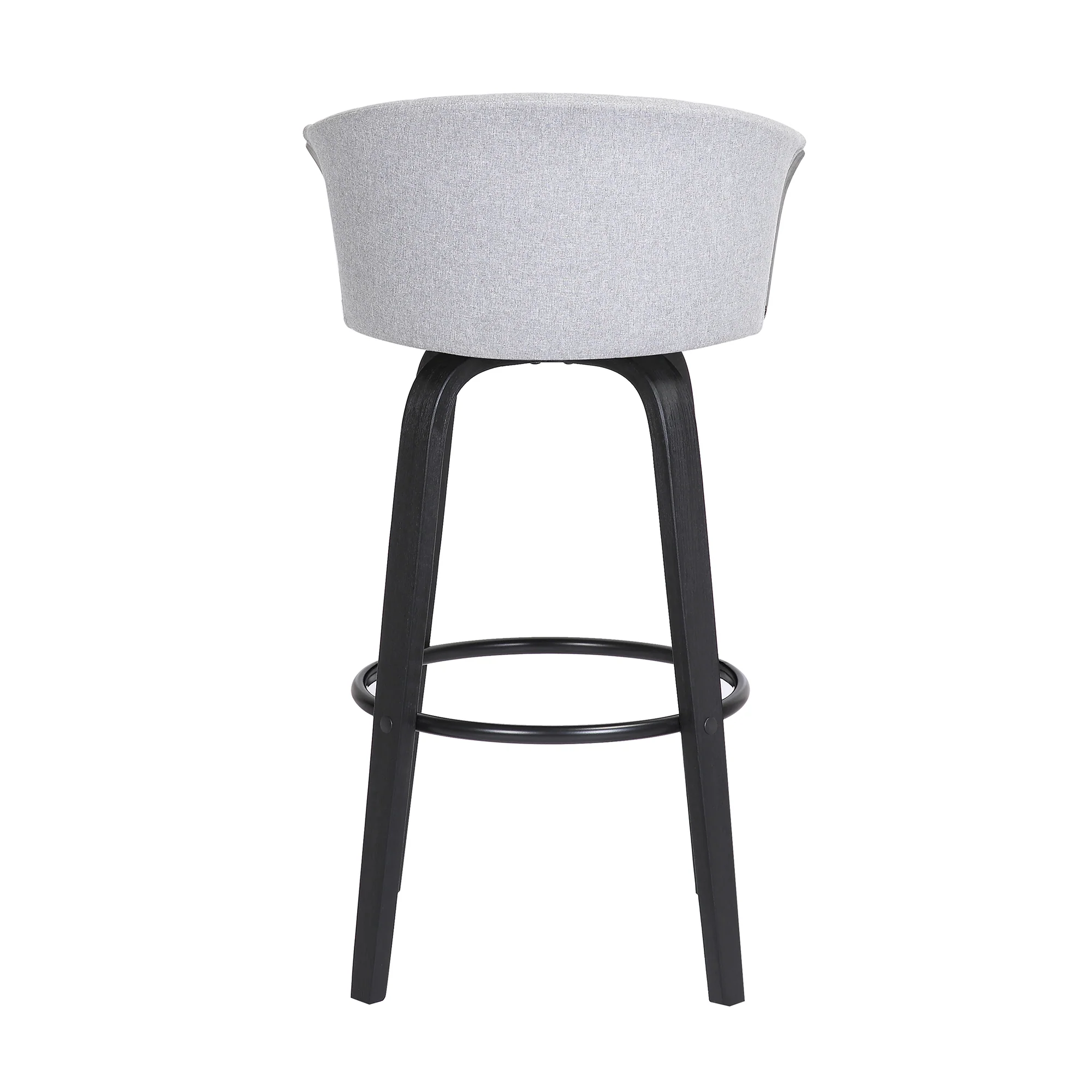Diana 26" Swivel Black Wood Counter Stool in Light Grey Fabric By Armen Living - Image 6