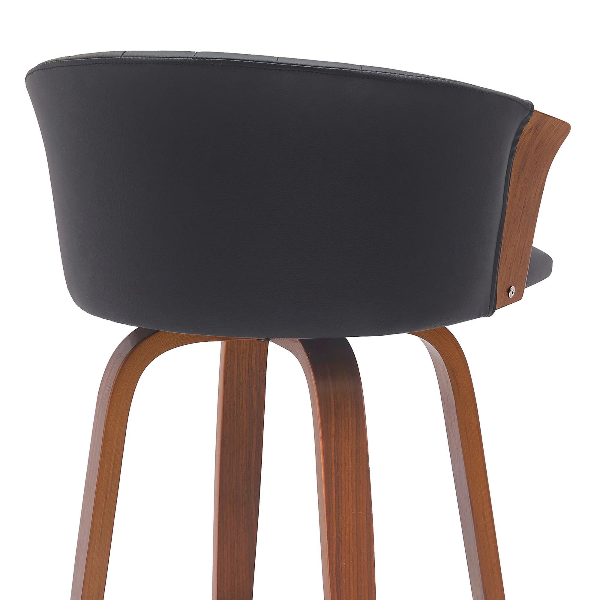 Diana 26" Swivel Walnut Wood Counter Stool in Black Faux Leather By Armen Living - Image 5