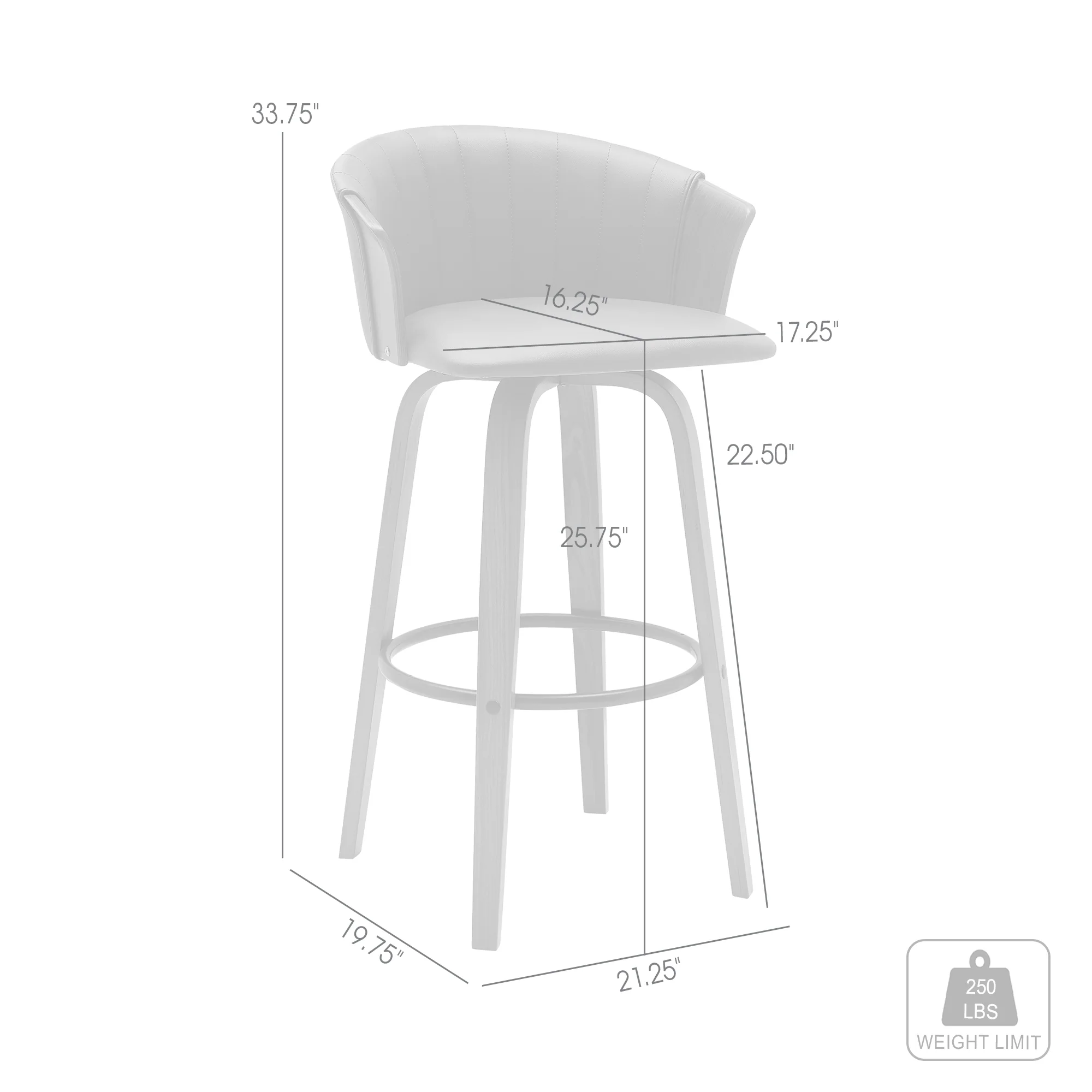 Diana 26" Swivel Walnut Wood Counter Stool in Black Faux Leather By Armen Living - Image 7