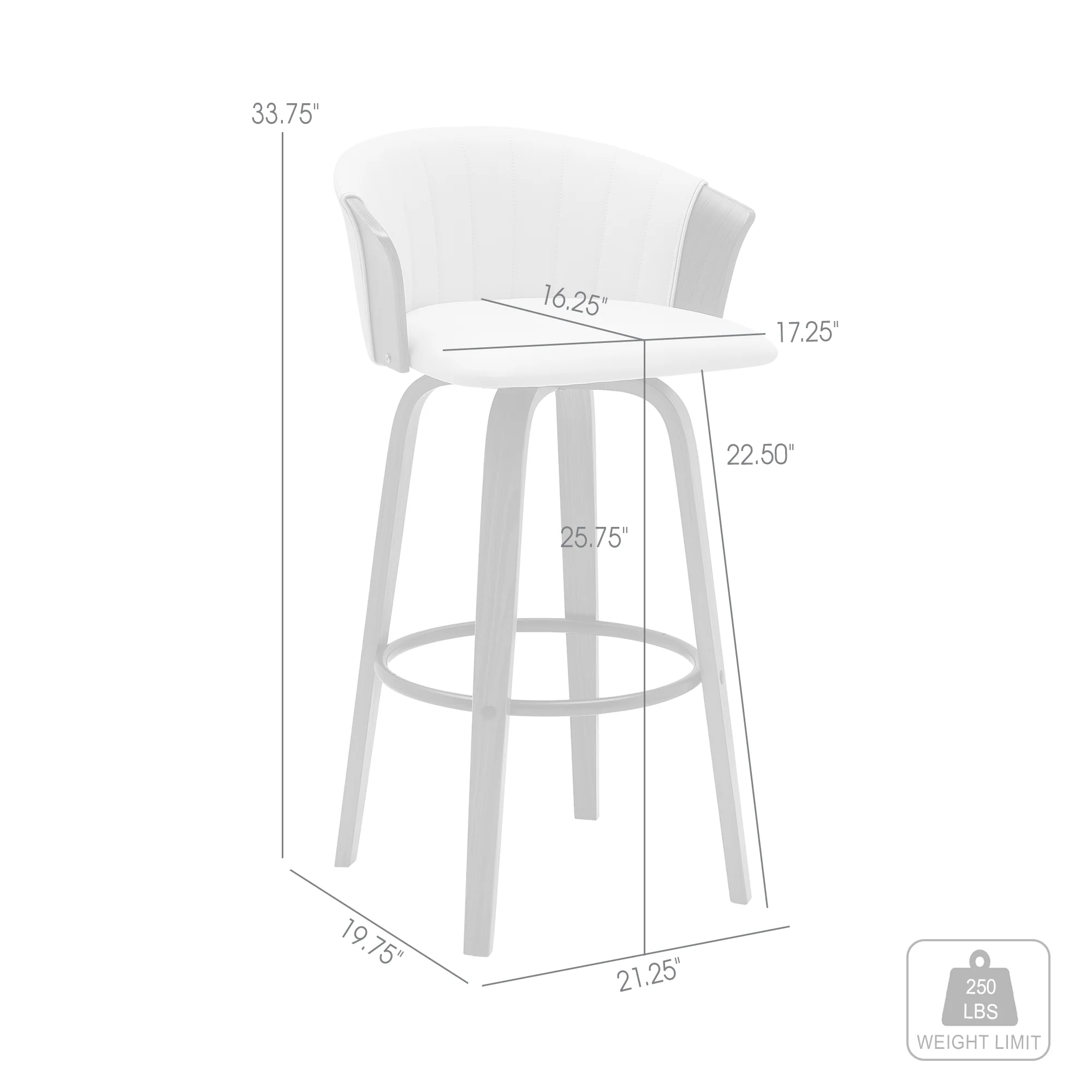 Diana 26" Swivel Walnut Wood Counter Stool in Cream Faux Leather By Armen Living - Image 7