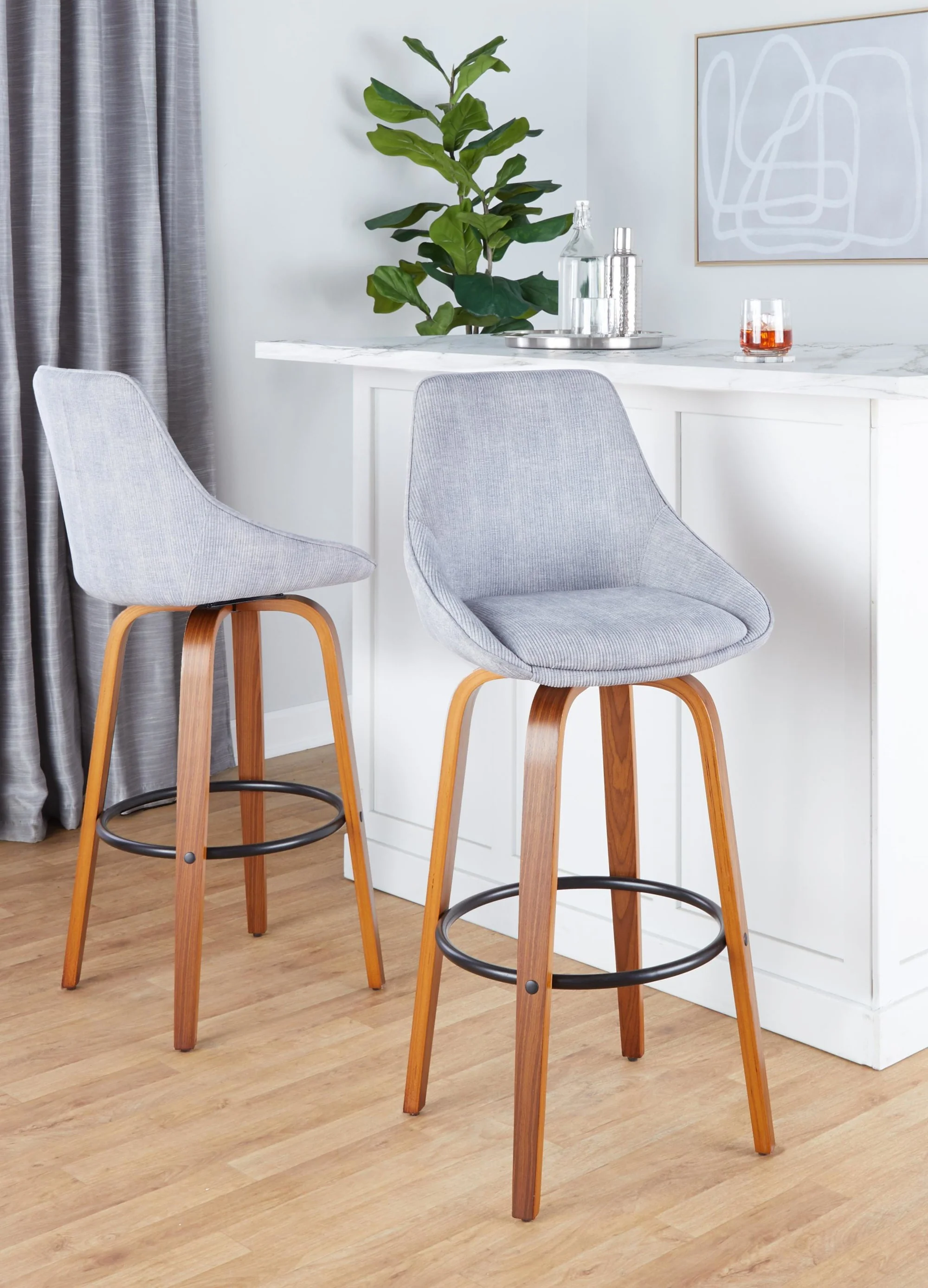 Diana 30" Fixed-Height Barstool - Set of 2 By LumiSource - B30-DIANACOR-GRTZQ2 WLGY2 - Image 2