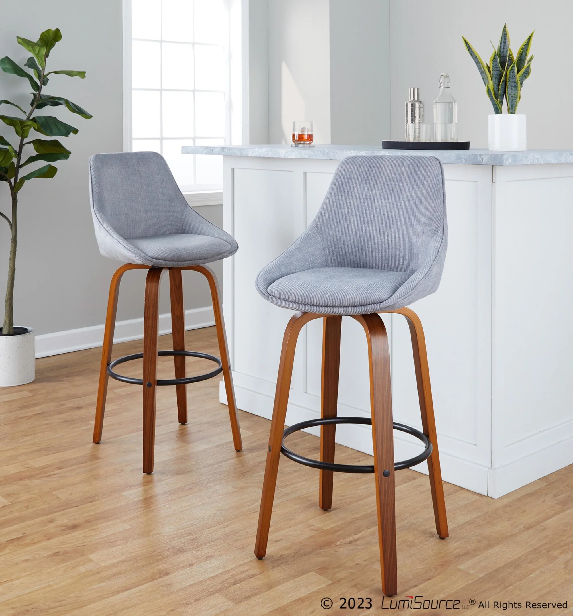 Diana 30" Fixed-Height Barstool - Set of 2 By LumiSource - B30-DIANACOR-GRTZQ2 WLGY2 - Image 3