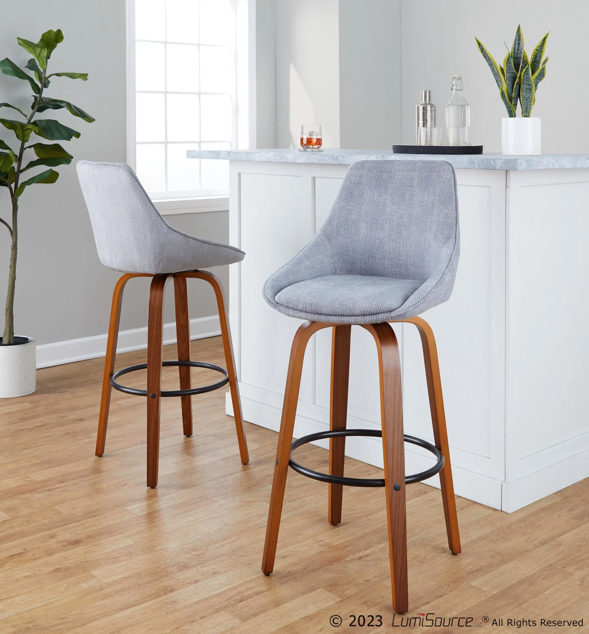 Diana 30" Fixed-Height Barstool - Set of 2 By LumiSource - B30-DIANACOR-GRTZQ2 WLGY2 - Image 4