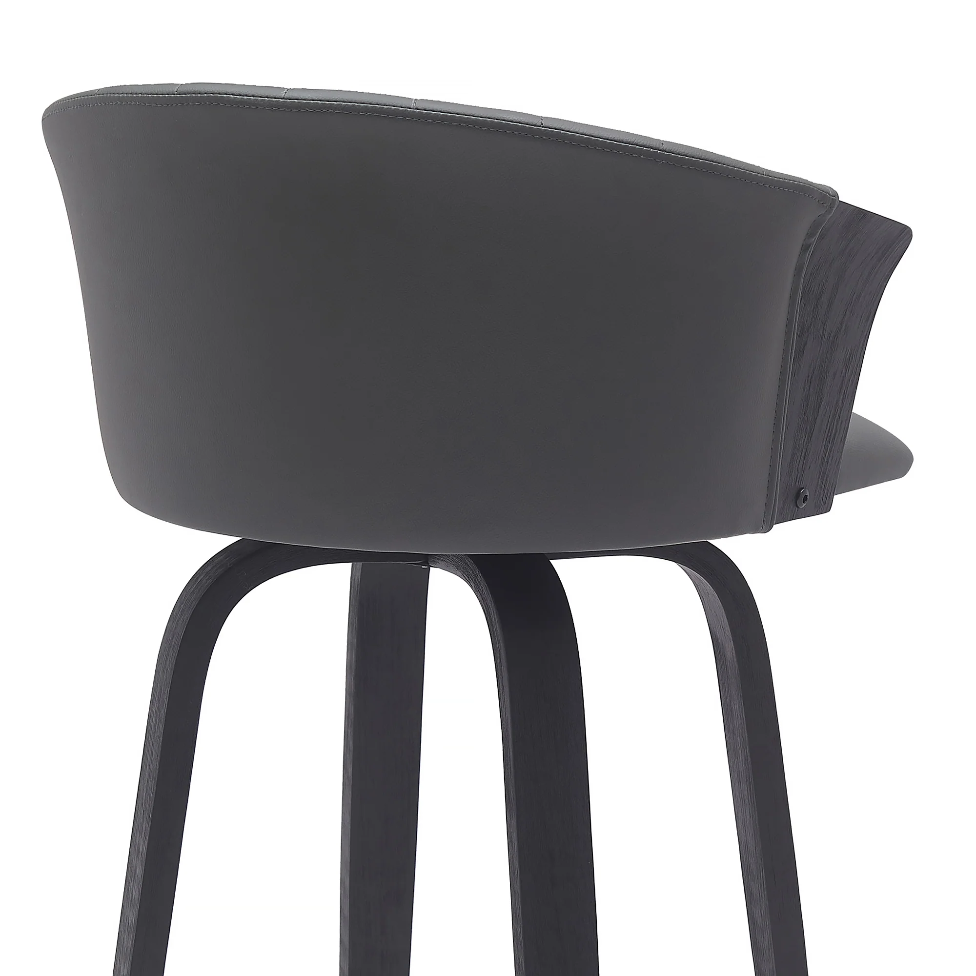 Diana 30" Swivel Black Wood Bar Stool in Gray Faux Leather By Armen Living - Image 5