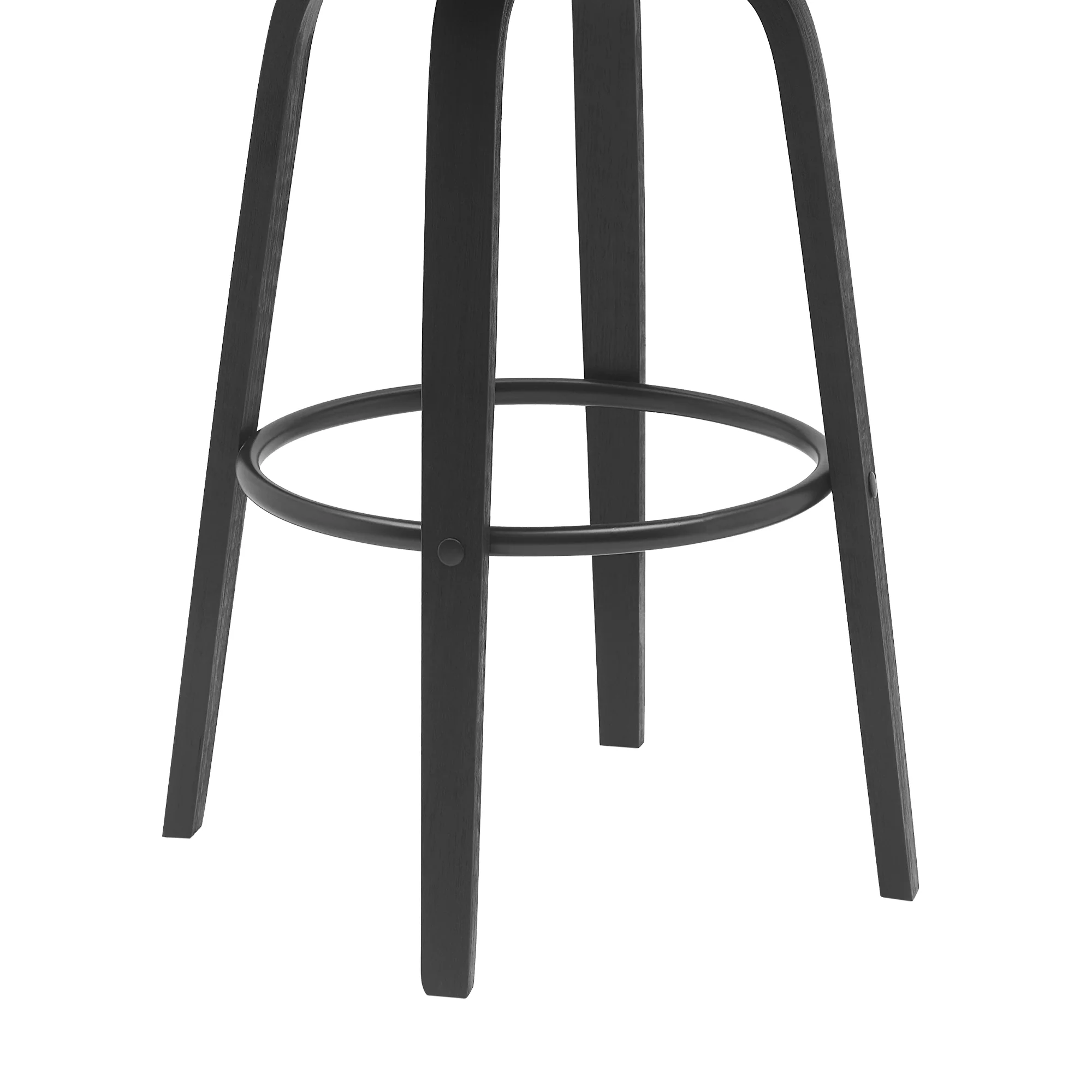 Diana 30" Swivel Black Wood Bar Stool in Gray Faux Leather By Armen Living - Image 6
