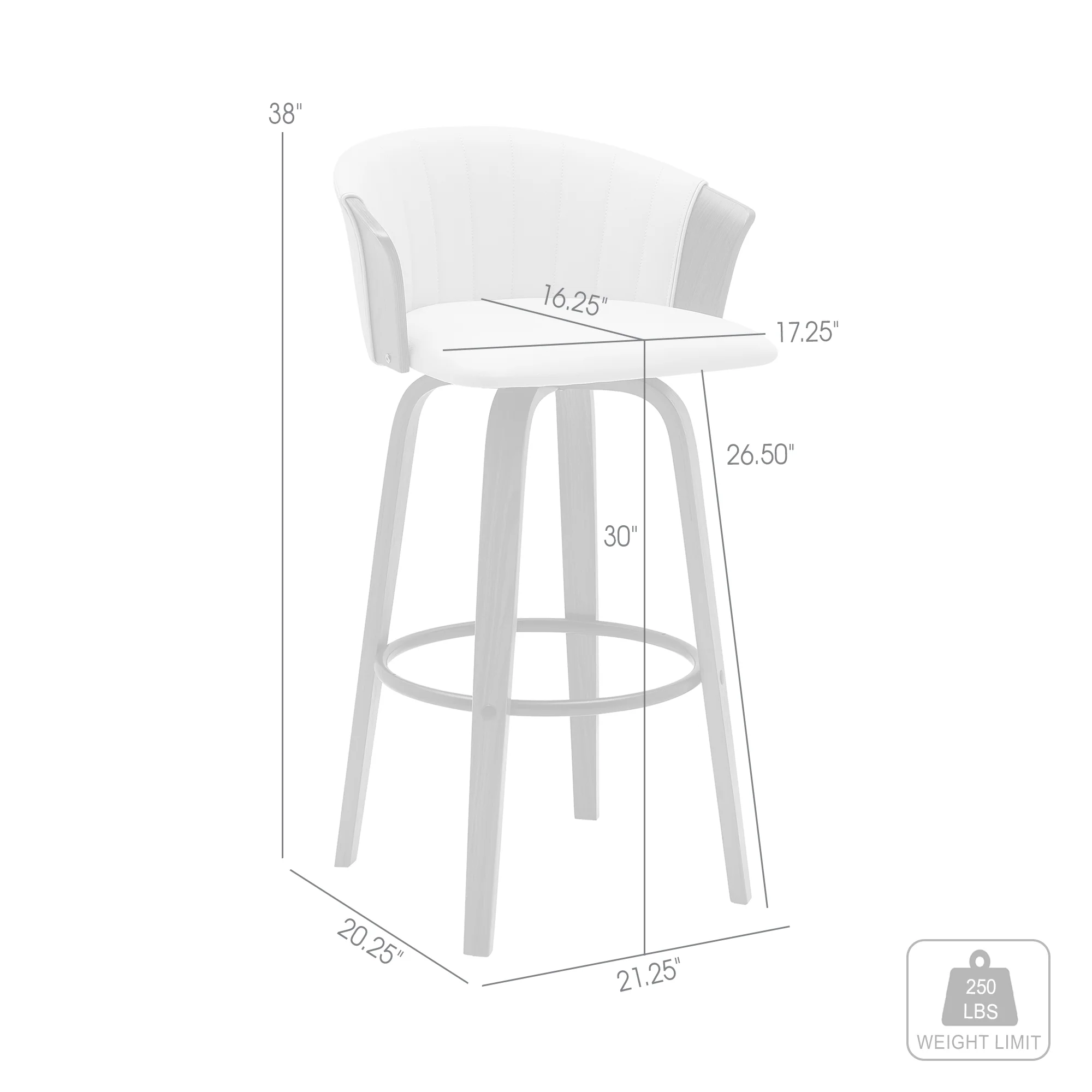Diana 30" Swivel Walnut Wood Bar Stool in Cream Faux Leather By Armen Living - Image 7