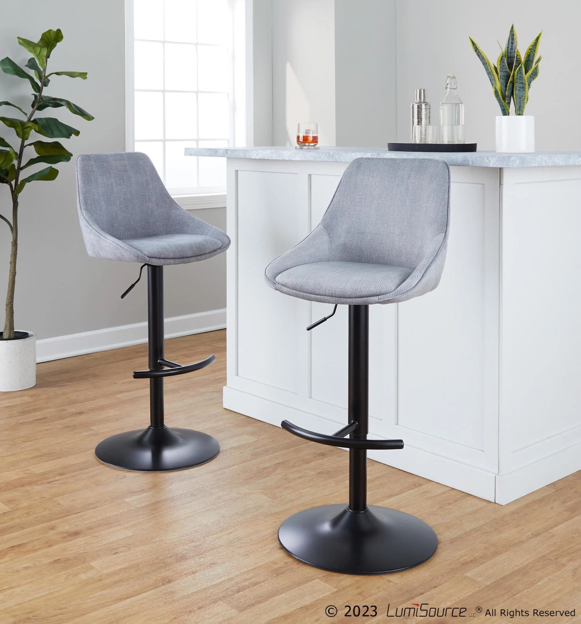 Diana Adjustable Barstool - Set of 2 By LumiSource - BS-DIANACOR-RT2 BKGY2 - Image 2