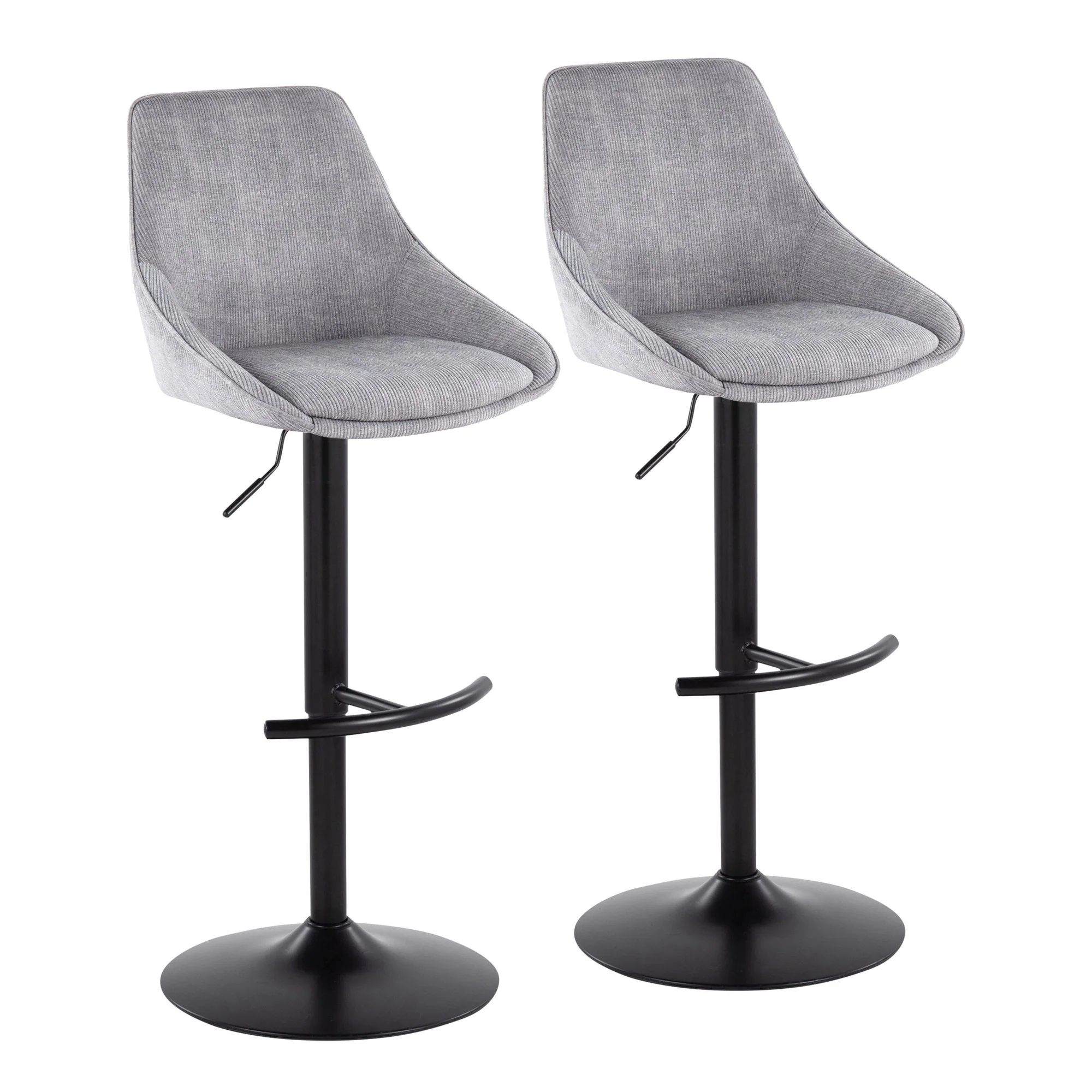 Diana Adjustable Barstool - Set of 2 By LumiSource - BS-DIANACOR-RT2 BKGY2 - Image 3