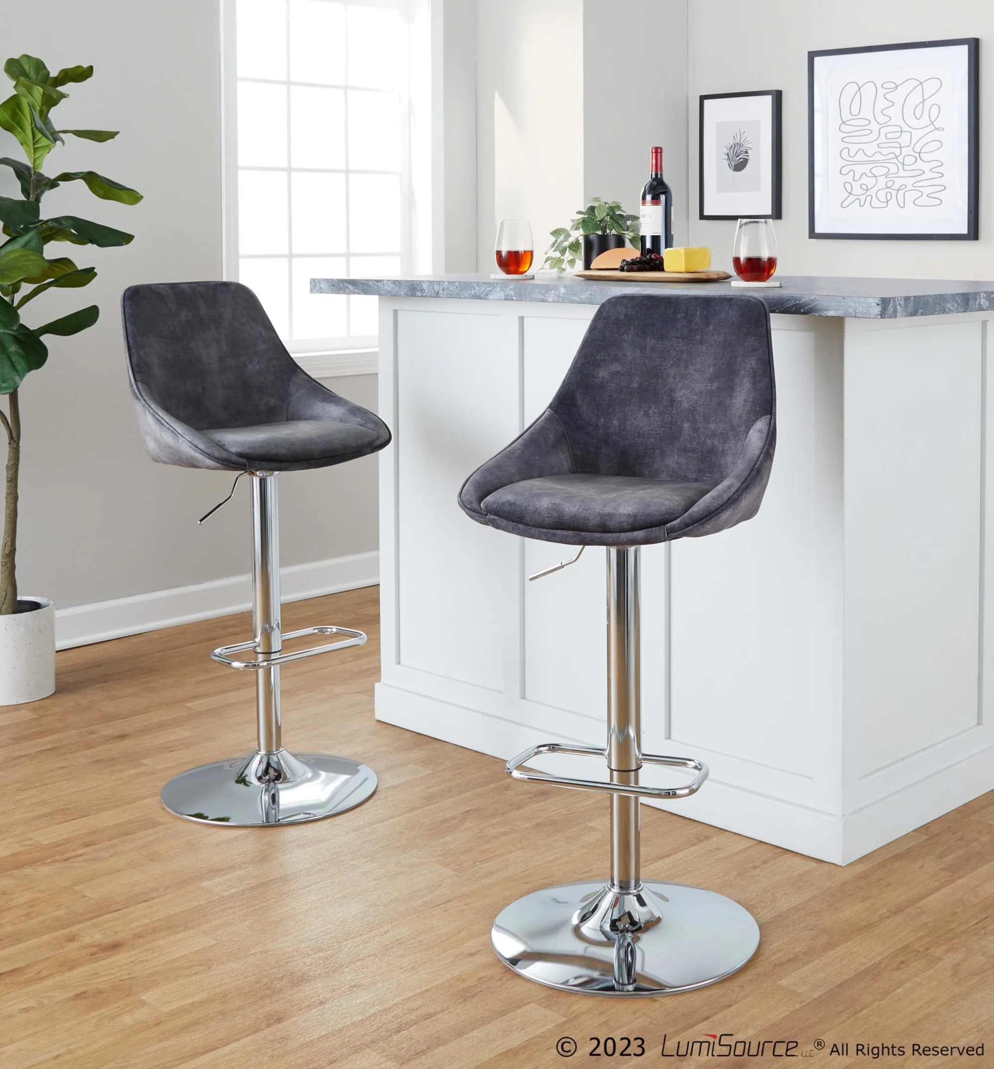 Diana Adjustable Barstool - Set of 2 By LumiSource - BS-DIANAV-RR2 CHRGY2 - Image 2