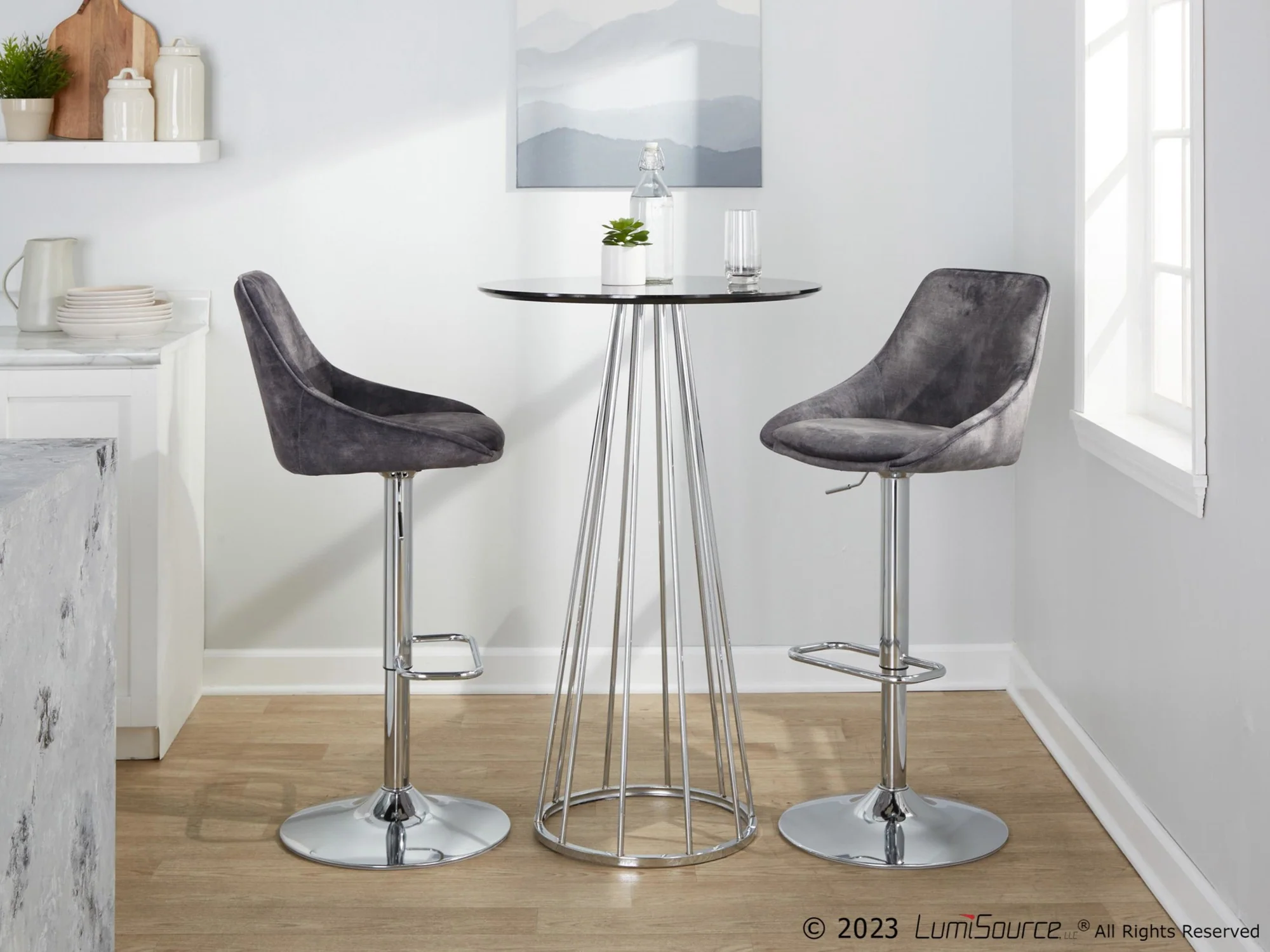Diana Adjustable Barstool - Set of 2 By LumiSource - BS-DIANAV-RR2 CHRGY2 - Image 4