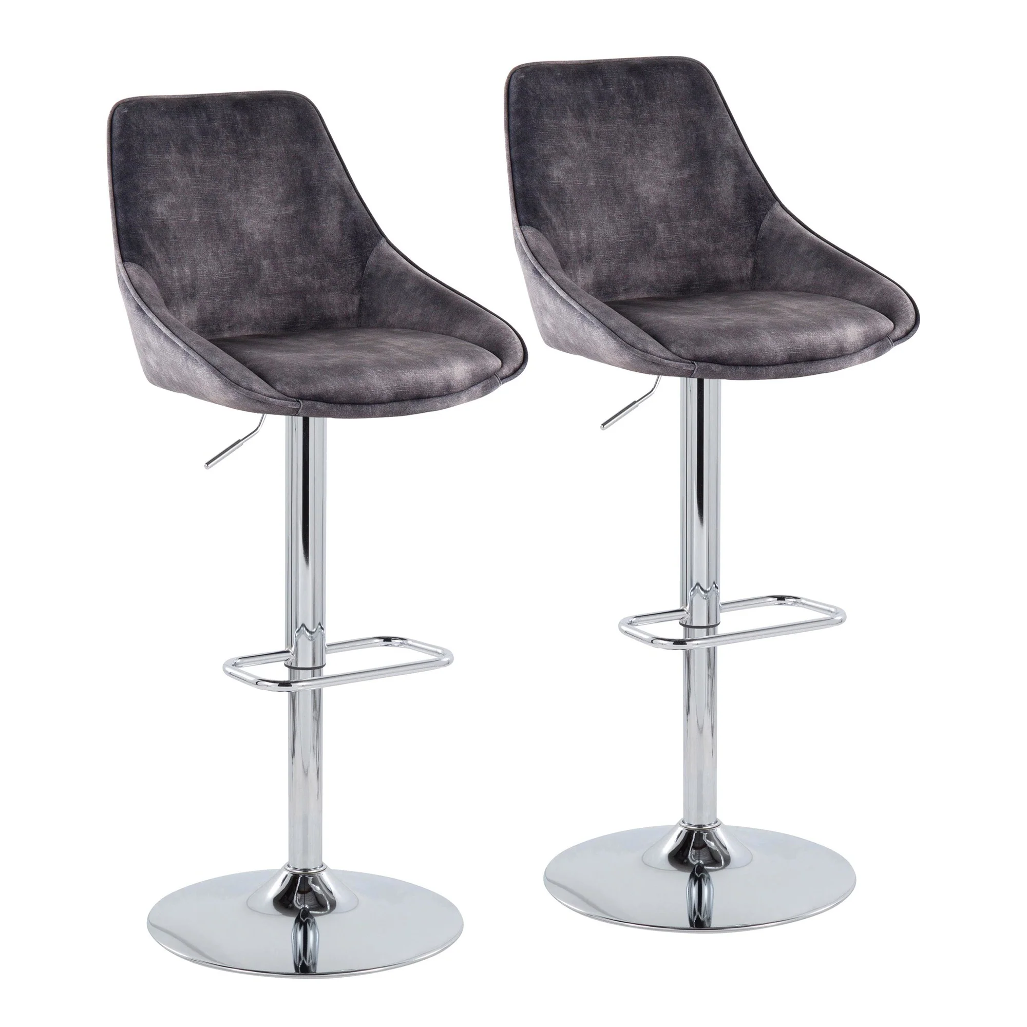 Diana Adjustable Barstool - Set of 2 By LumiSource - BS-DIANAV-RR2 CHRGY2 - Image 5