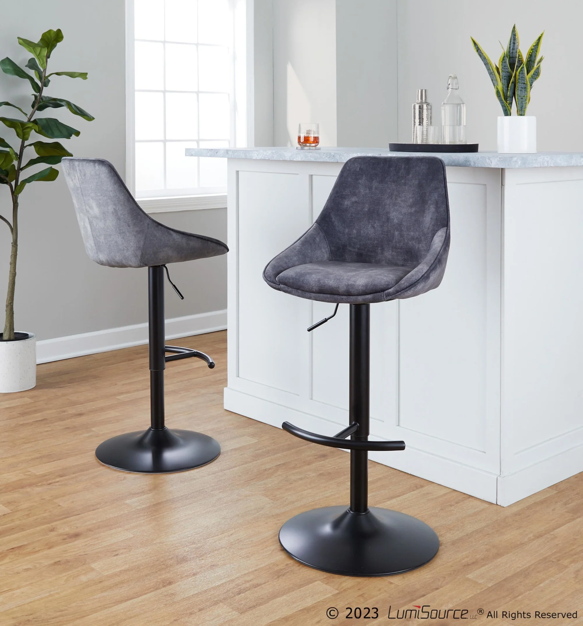 Diana Adjustable Barstool - Set of 2 By LumiSource - BS-DIANAV-RT2 BKGY2 - Image 2