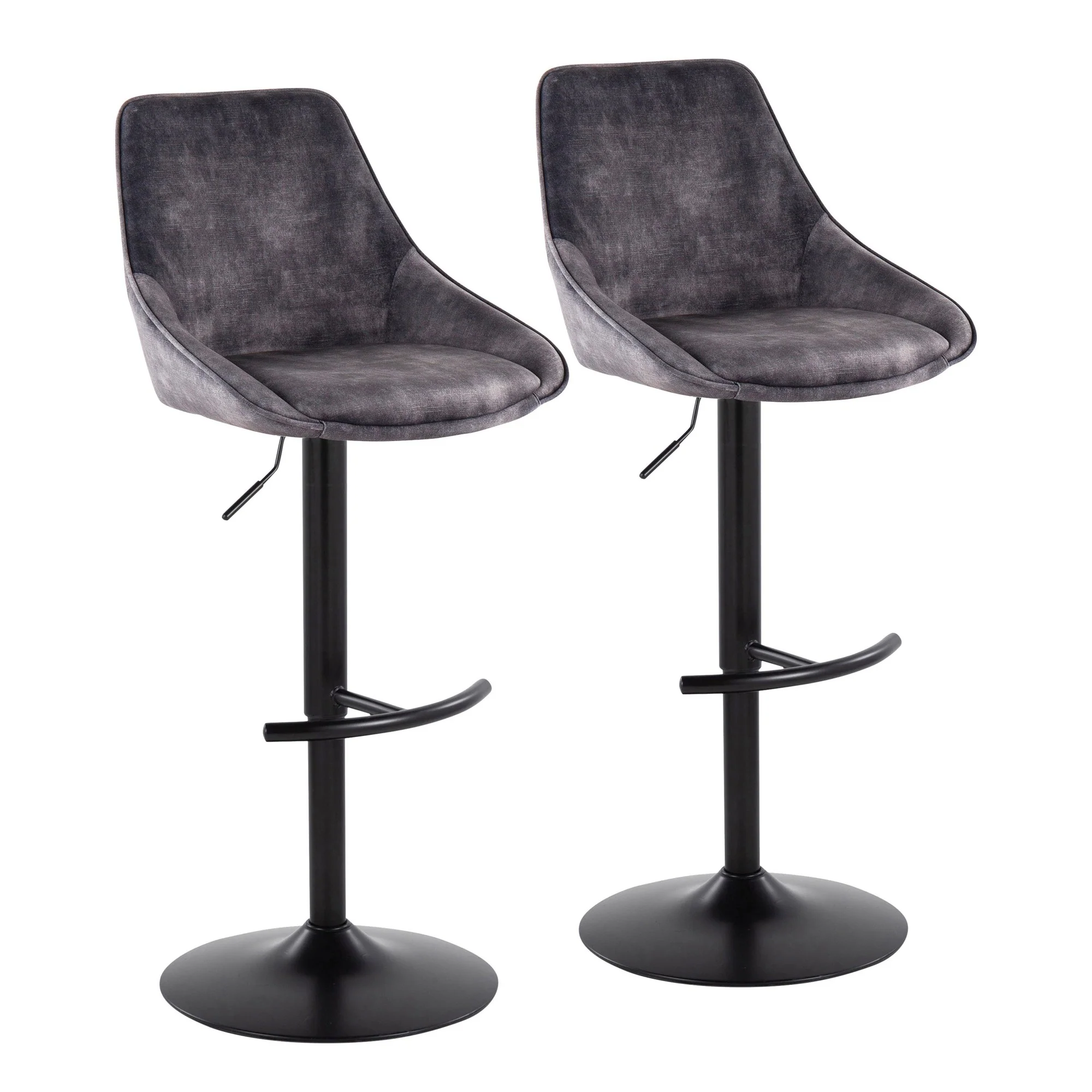 Diana Adjustable Barstool - Set of 2 By LumiSource - BS-DIANAV-RT2 BKGY2 - Image 3