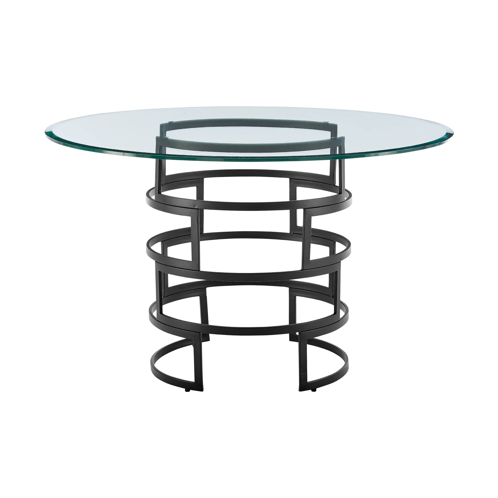 Diaz Contemporary 48" Round Dining Table with Brushed Stainless Steel Base and Glass Tabletop By Armen Living - Image 12
